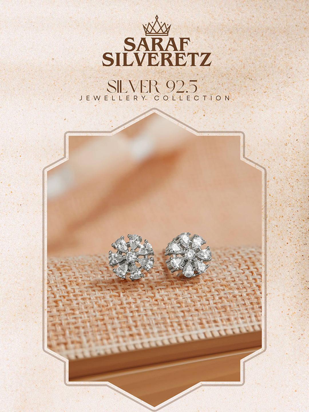 925 Sterling Silver Sterling Silver Cubic Zirconia Floral Studds Earrings