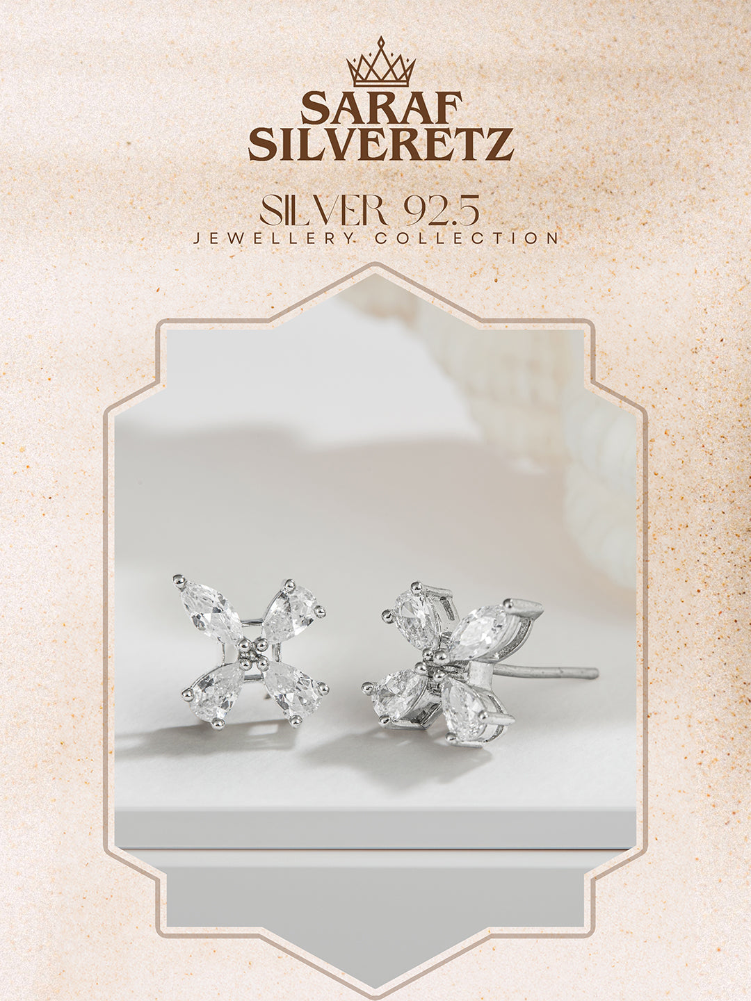 925 Sterling Silver Cubic Zirconia Floret Studds Earrings