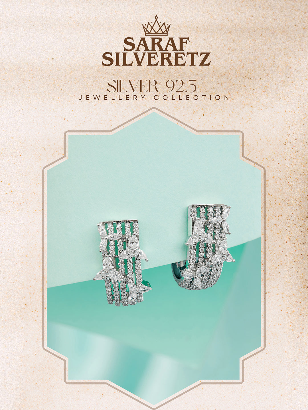 925 Sterling Silver CZ Floral Bali Studds Earrings