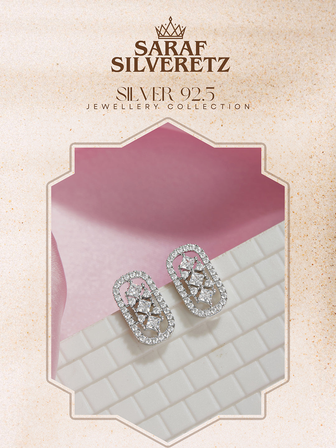 925 Sterling Silver Cubic Zirconia Geometric Studds earrings