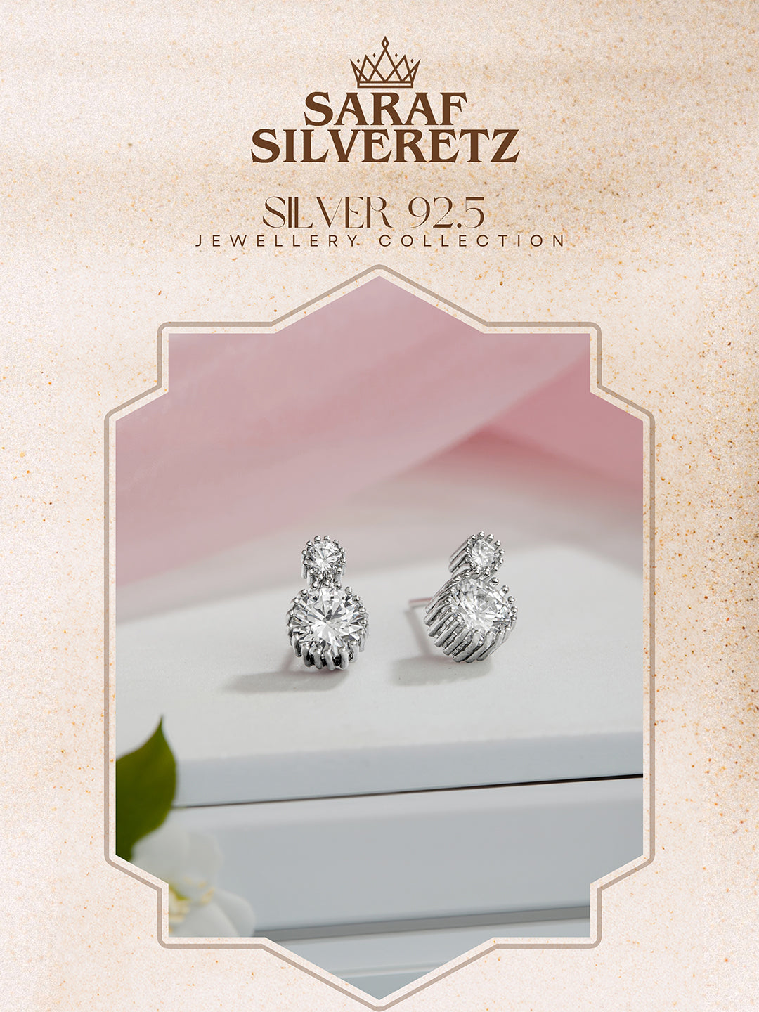 925 Sterling Silver Cubic Zirconia  Solitaire Studds Earrings