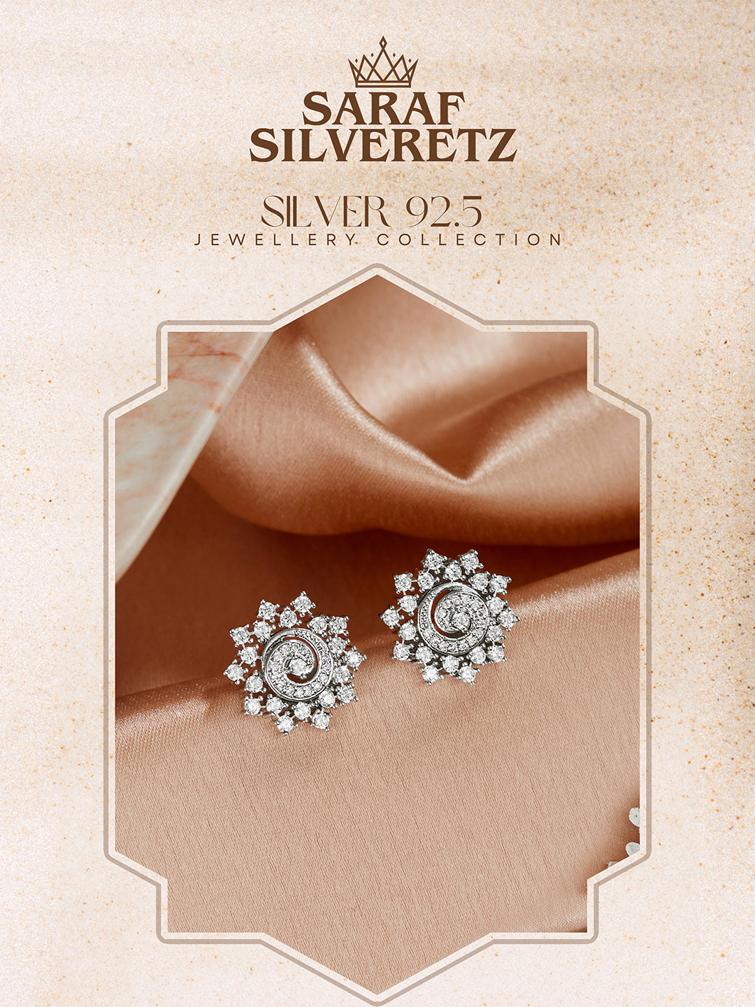 925 Sterling Silver Cubic Zirconia Flora Circle  Studds Earrings