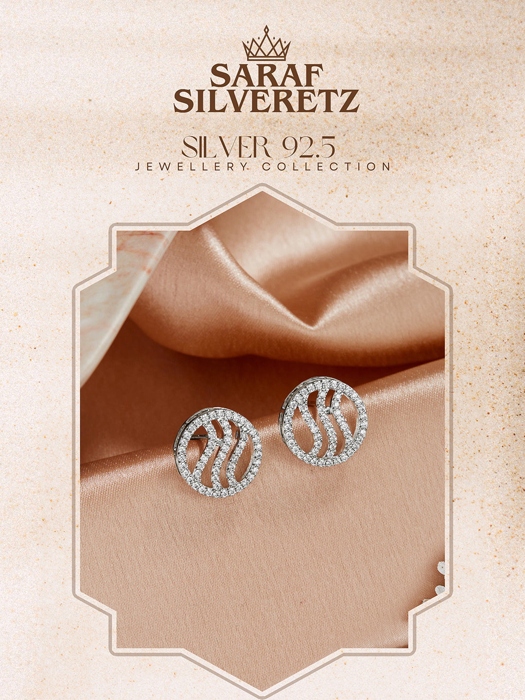 925 Sterling Silver Rhodium Plated Circular Studds Earrings