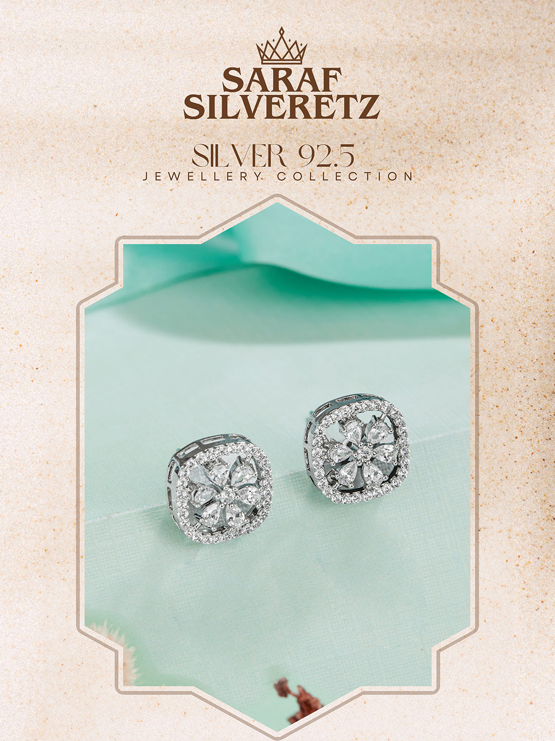 925 Sterling Silver Zircon Studded Halo Flower Dailywear Studds Earrings