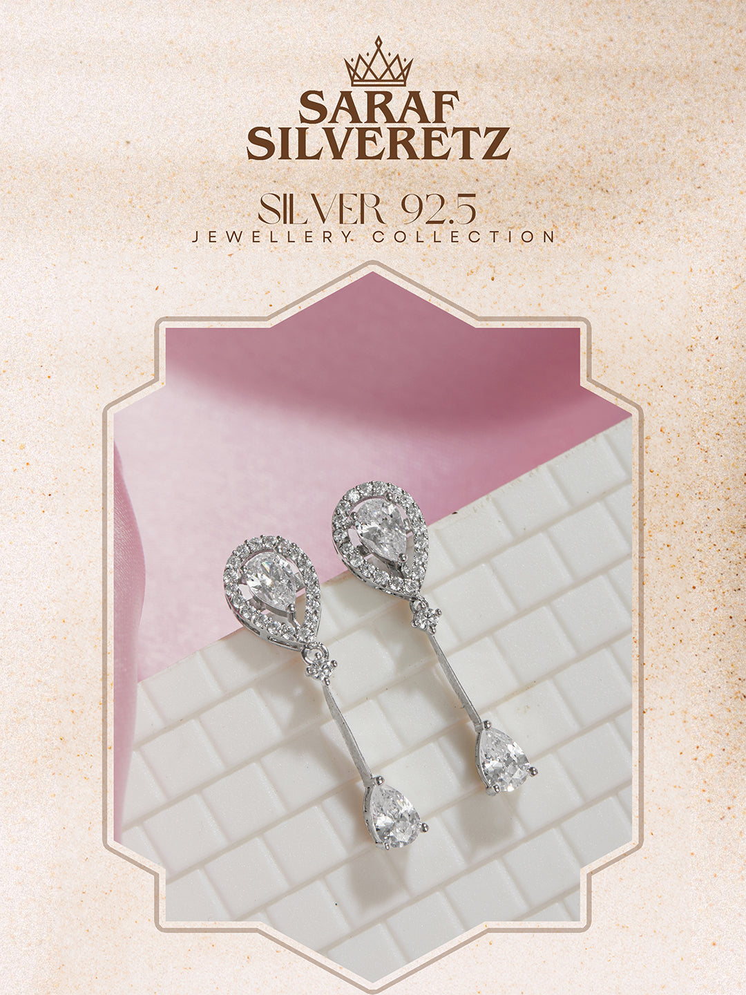 925 Sterling Silver Rhodium Plated Pear Drop Earrings