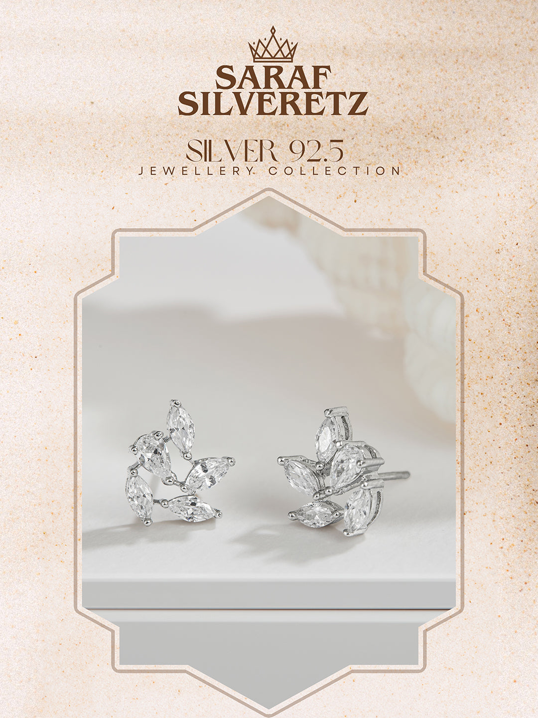 925 Sterling Silver Rhodium Plated Marquise CZ Solitaire Studds Earrings