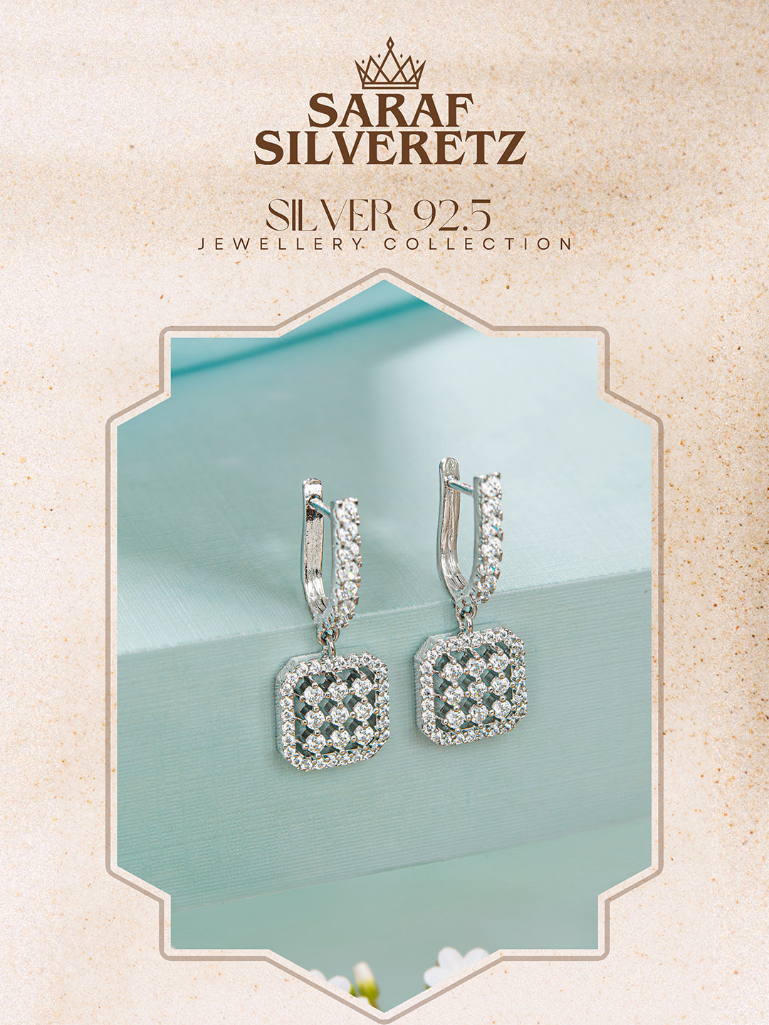 925 Sterling Silver Rhodium Plated Bar Pattern Drop Bali Hoop Earrings