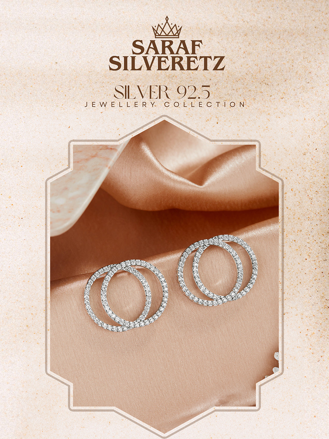 925 Sterling Silver Rhodium Plated Entwined Circles Stud Earrings