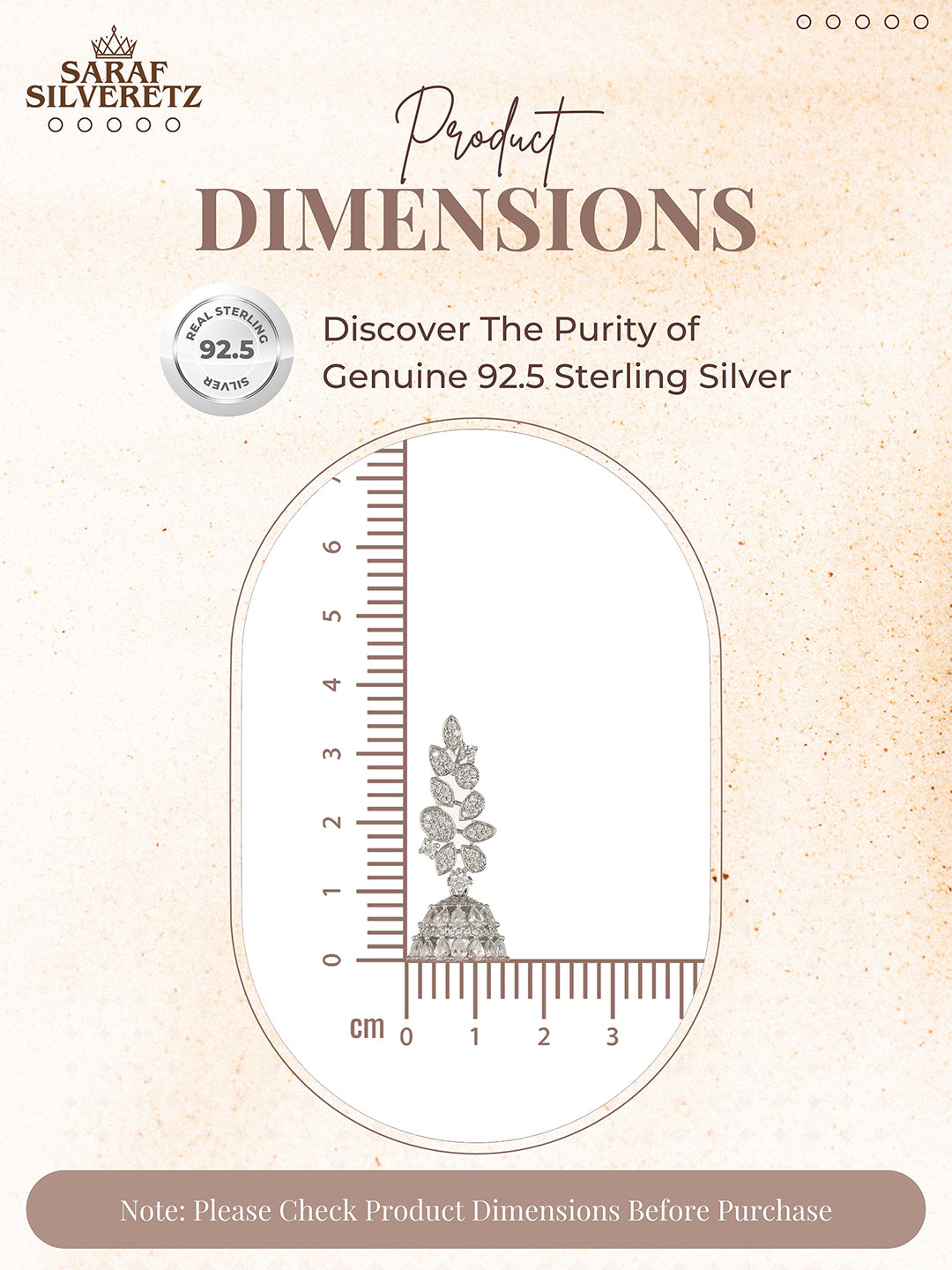 925 Sterling Silver Cubic Zirconia Leafy Jhumka Earrings