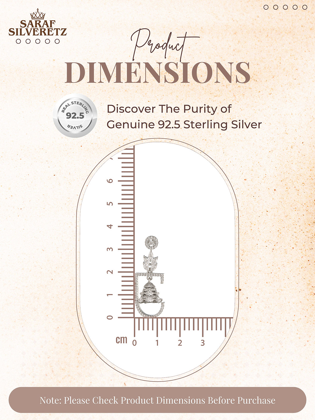 925 Sterling Silver Rhodium Plated CZ Jhumka Earrings