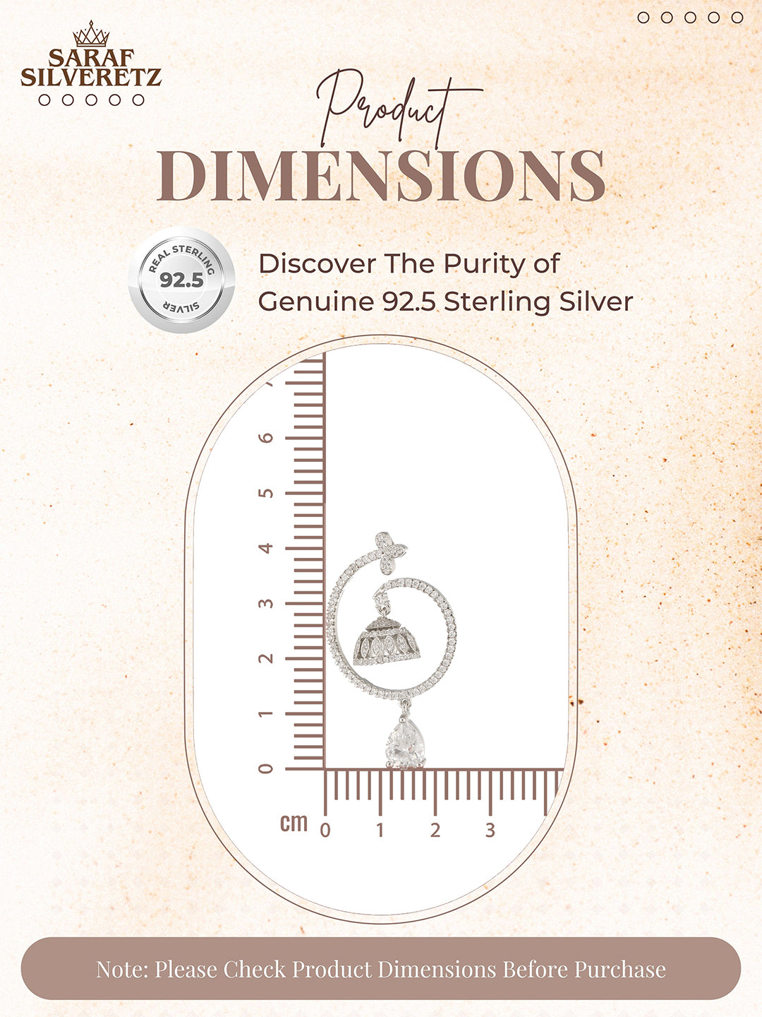 925 Sterling Silver Rhodium Plated Chandbali Drop Earrings