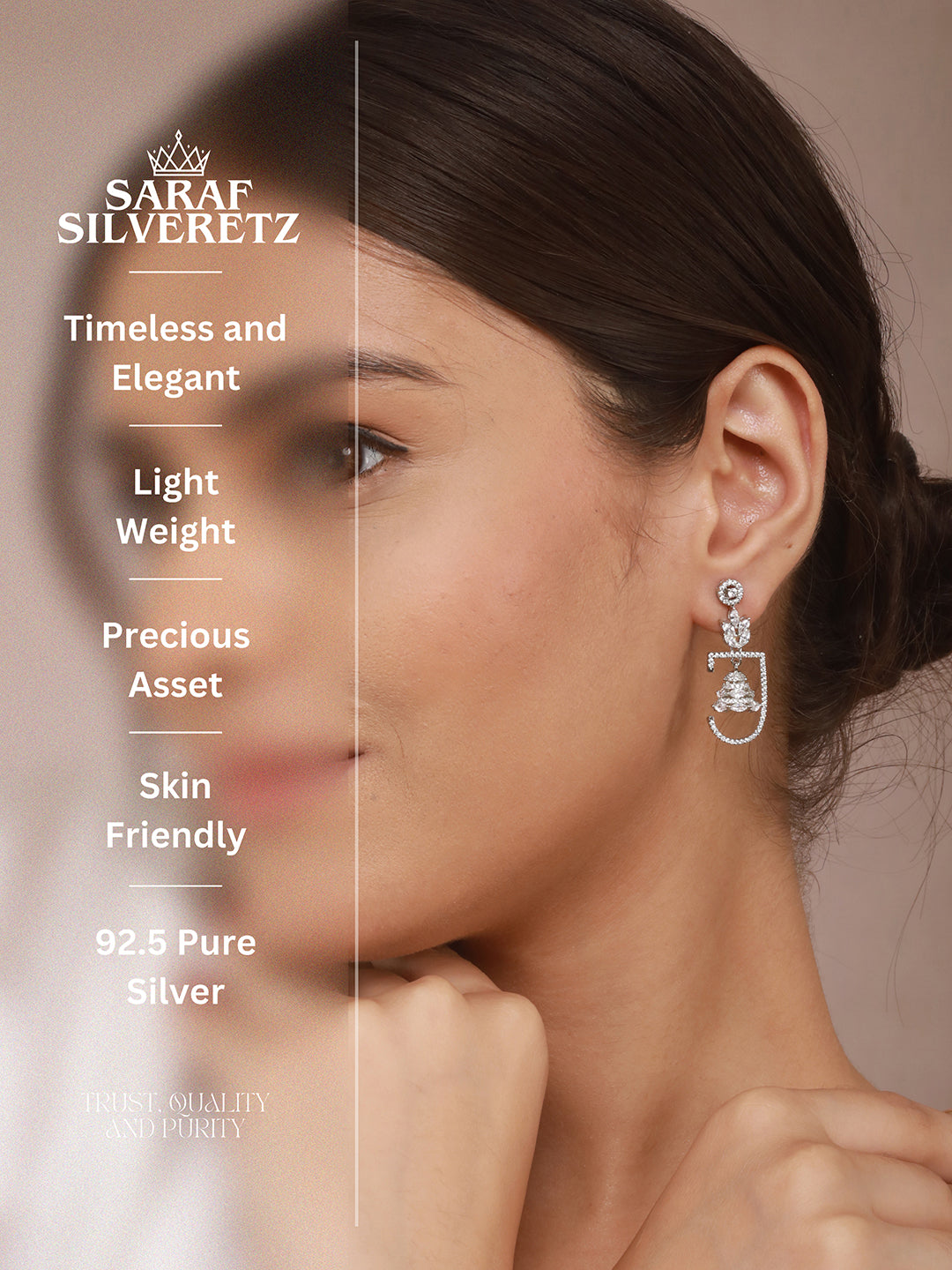 925 Sterling Silver Rhodium Plated CZ Jhumka Earrings