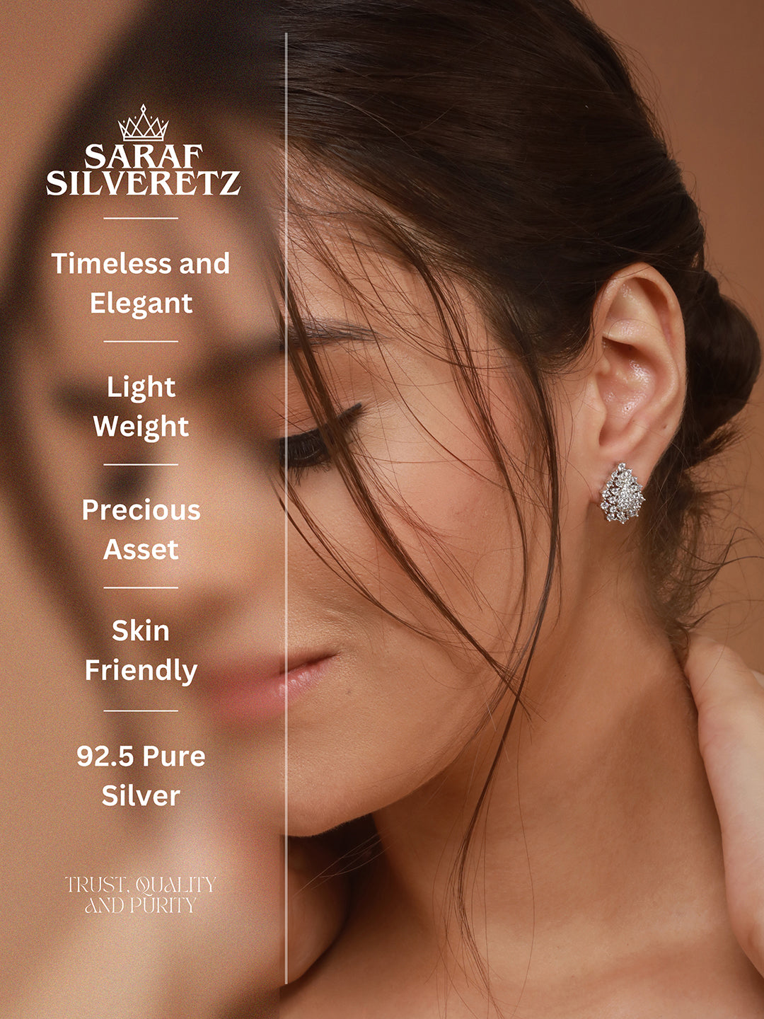 925 Sterling Silver Rhodium Plated Cubic Zircon Pear Shaped Studds Earrings