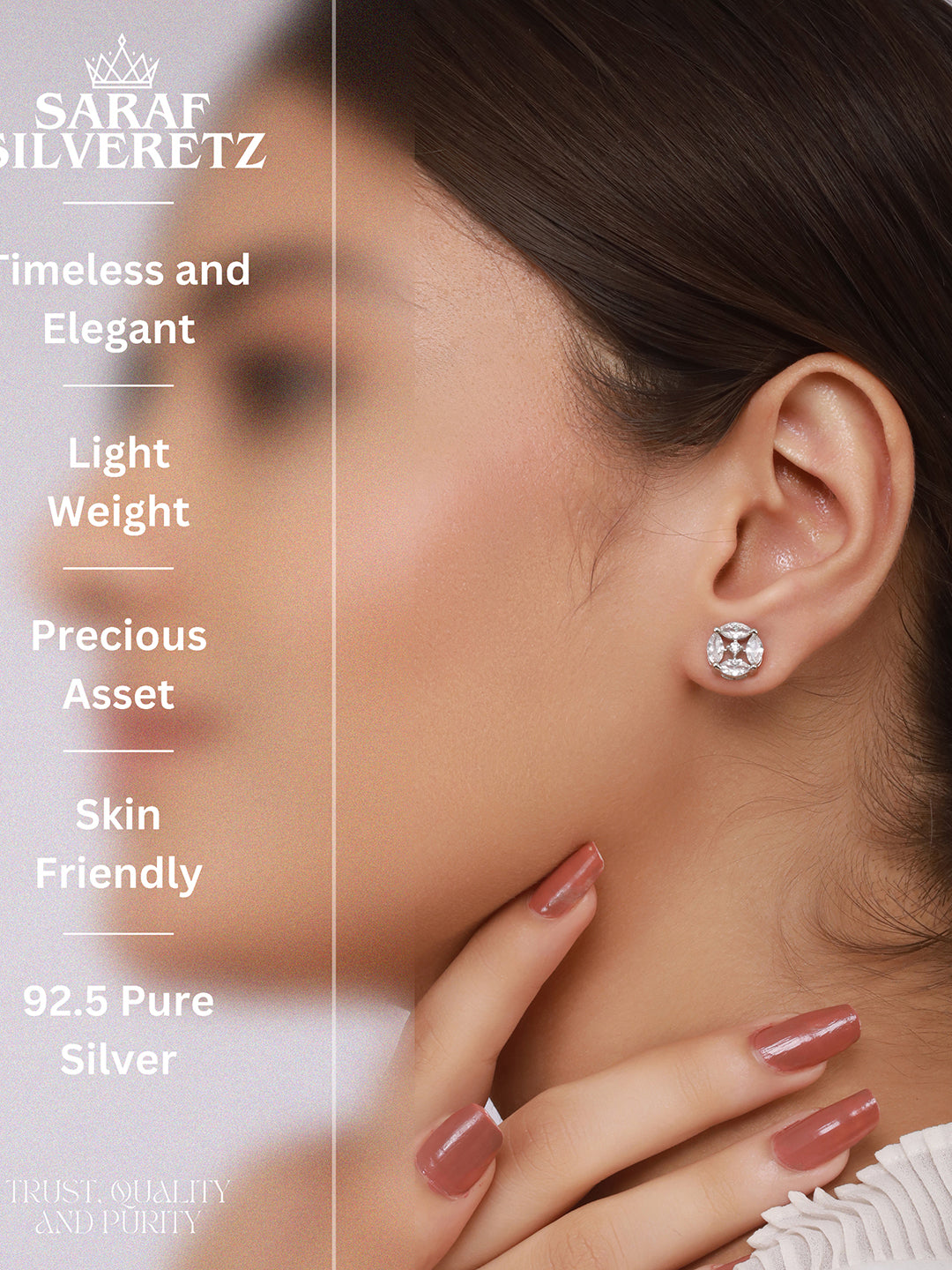 925 Sterling Silver Cubic Zirconia Marquis Studds Earrings