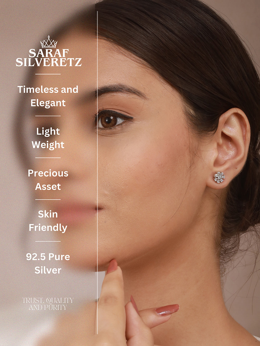 925 Sterling Silver Sterling Silver Cubic Zirconia Floral Studds Earrings