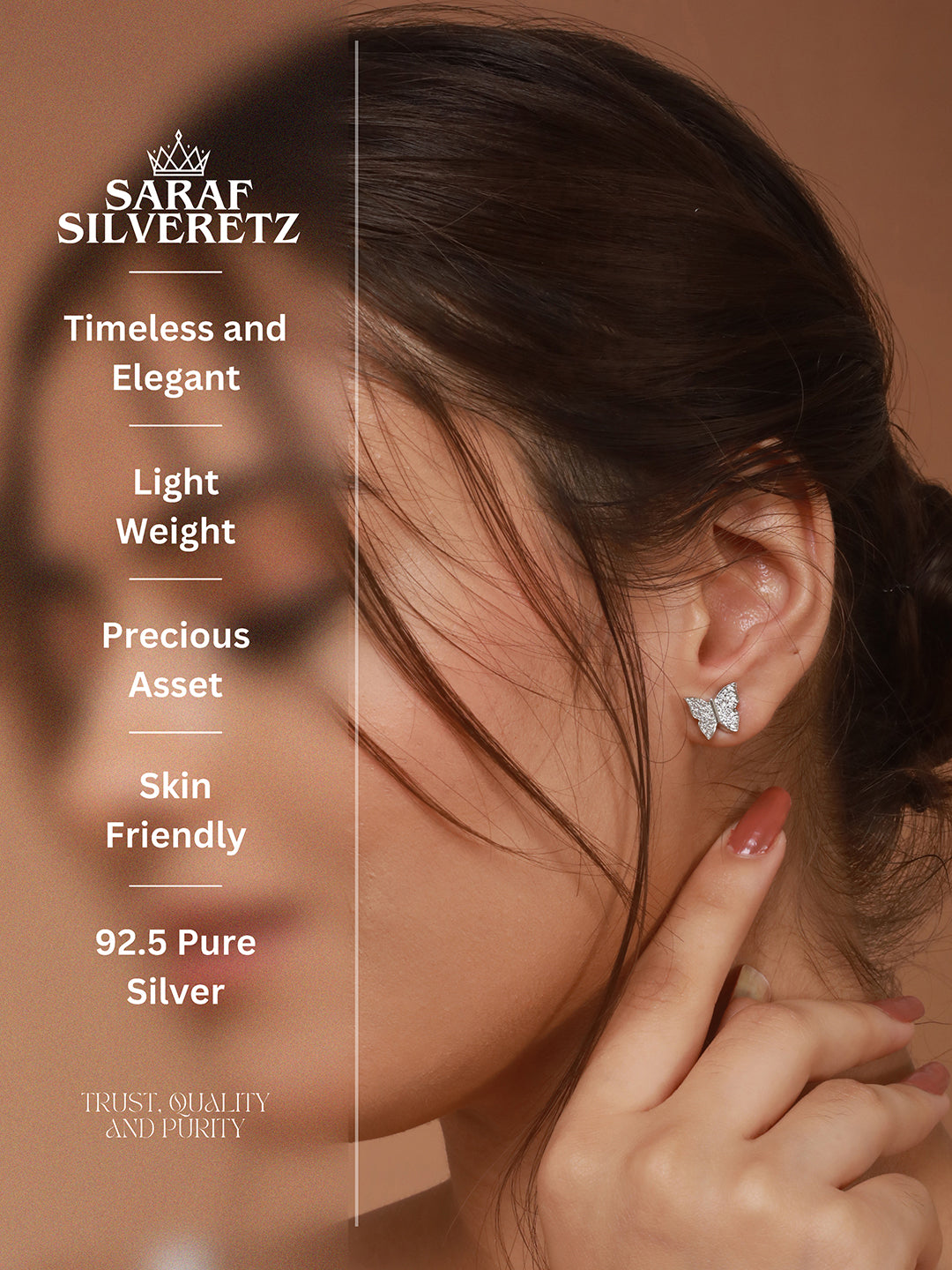 925 Sterling Silver Cubic Zirconia Butterfly Studds Earrings