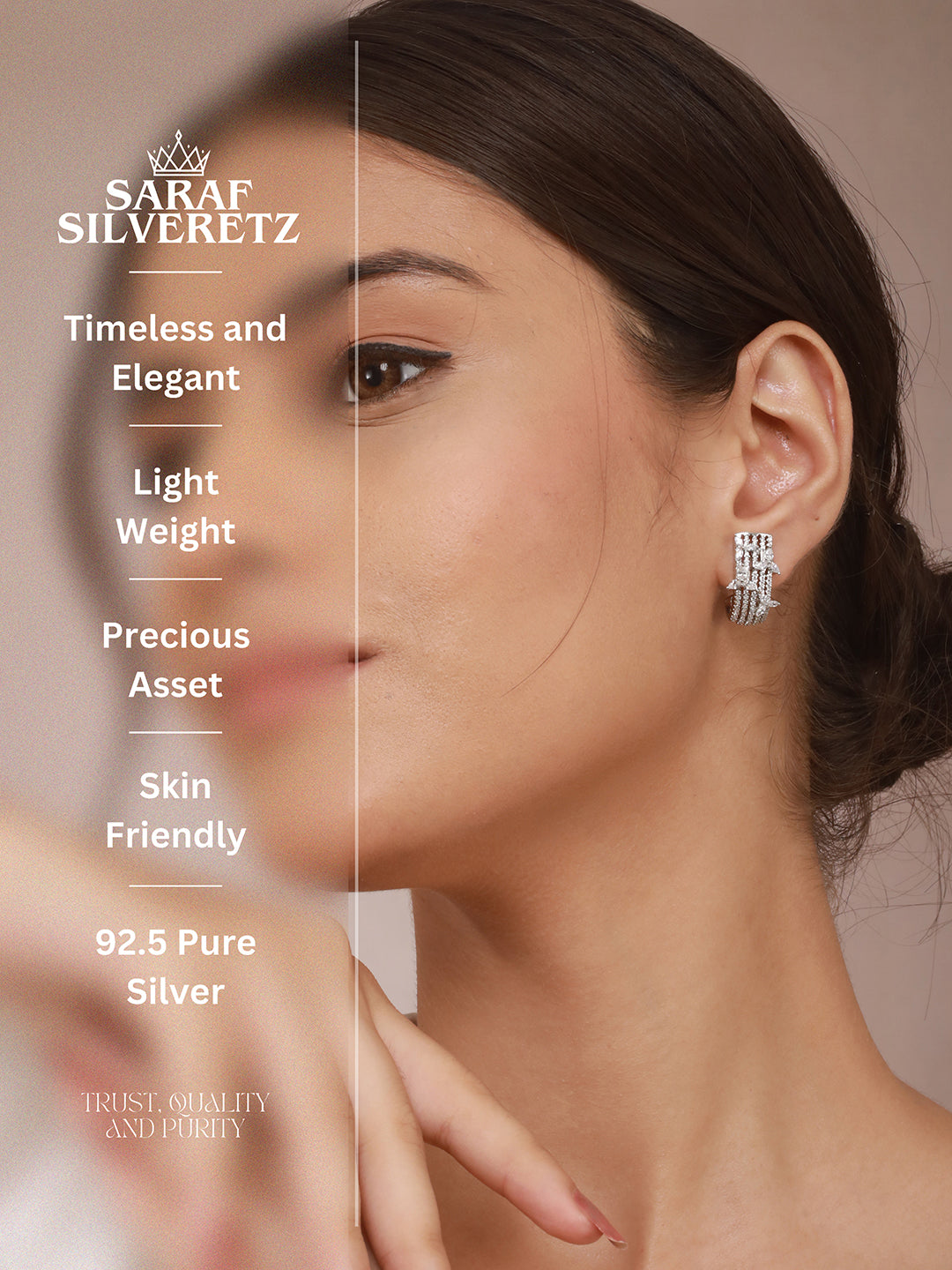 925 Sterling Silver CZ Floral Bali Studds Earrings