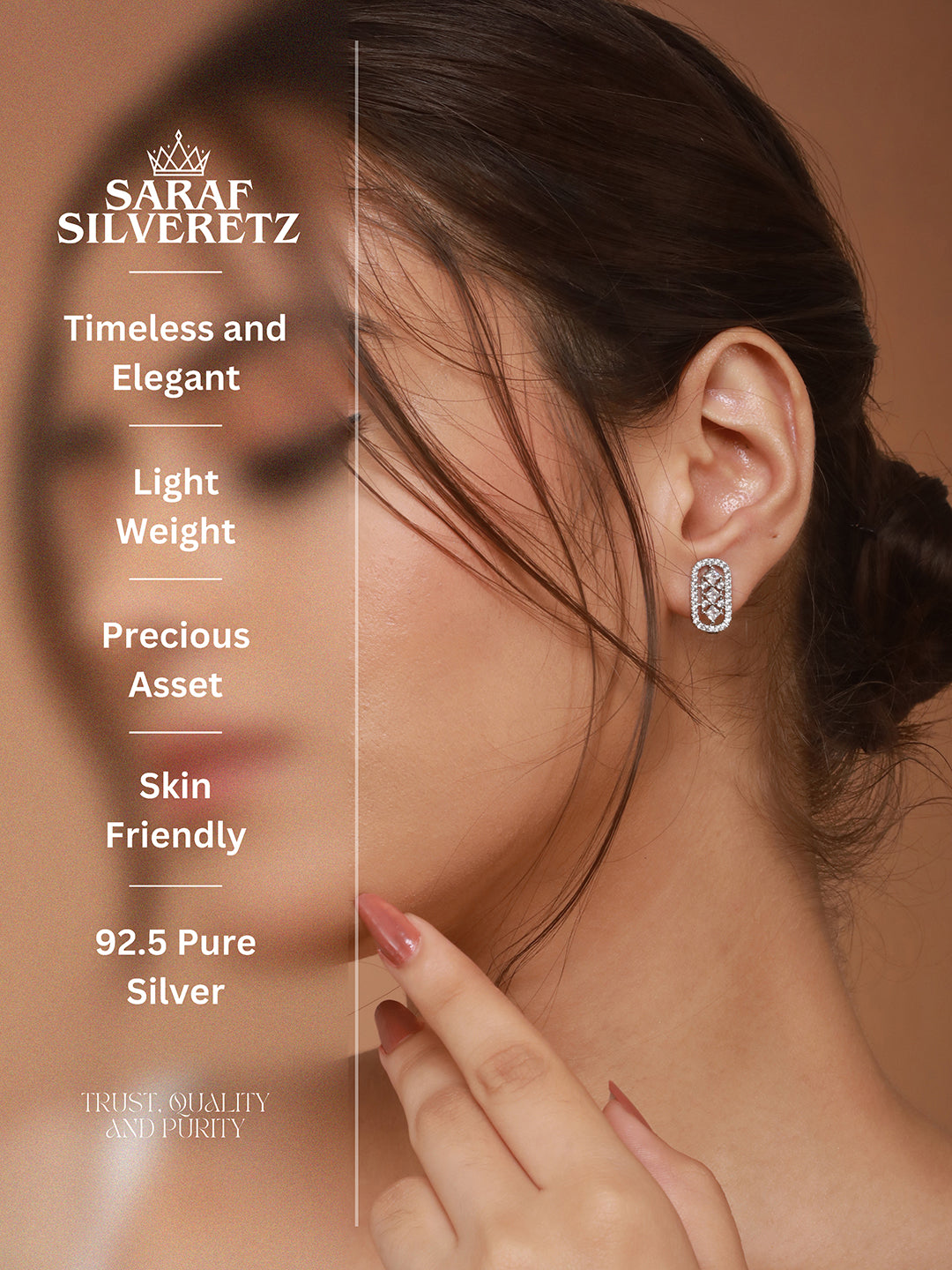 925 Sterling Silver Cubic Zirconia Geometric Studds earrings