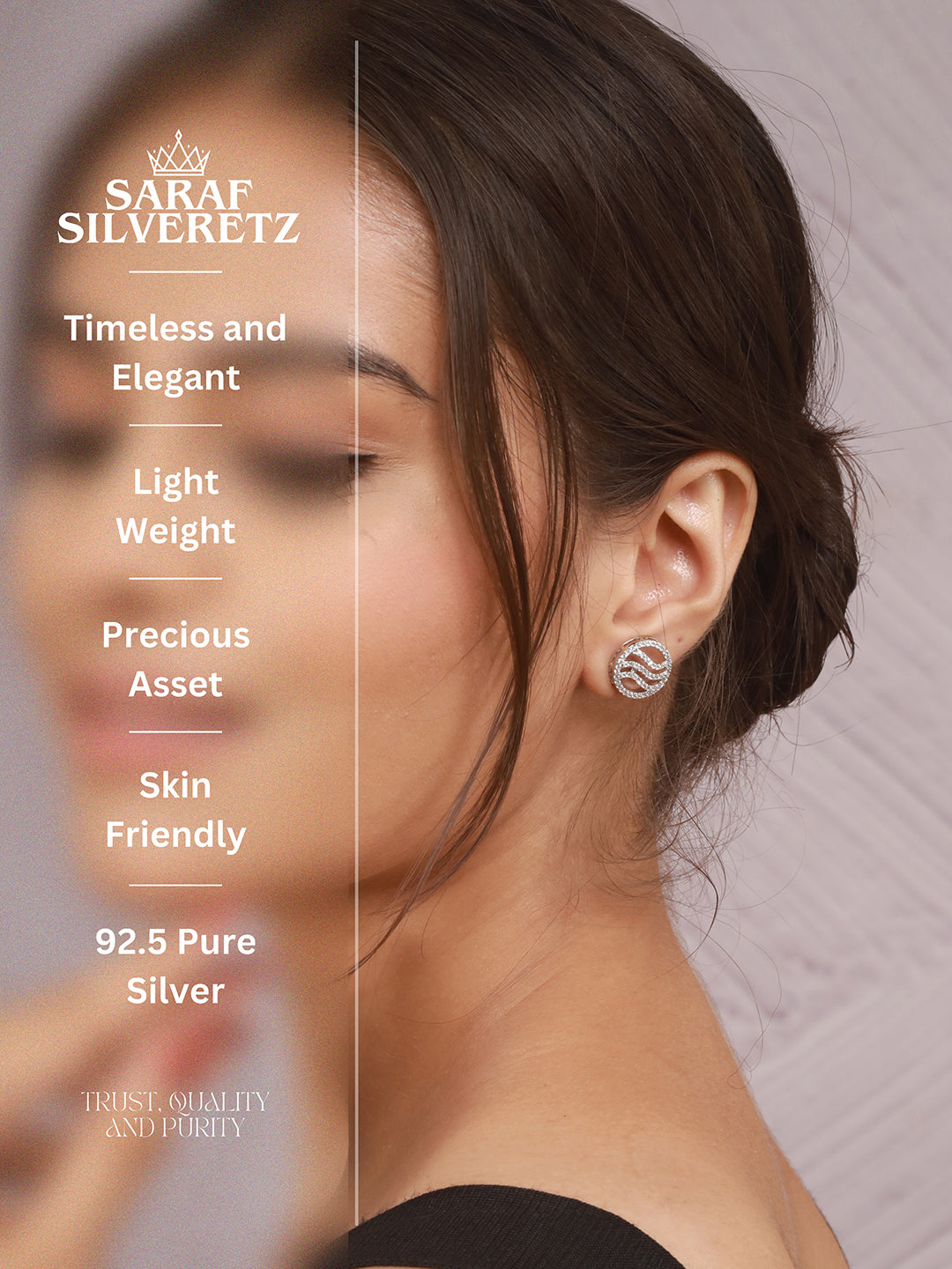 925 Sterling Silver Rhodium Plated Circular Studds Earrings