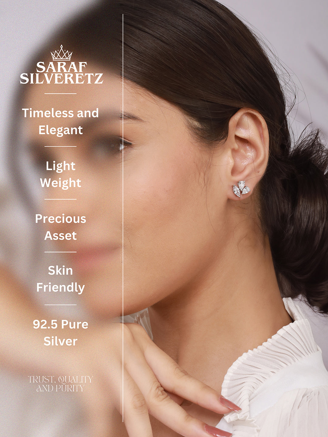 925 Sterling Silver Rhodium Plated Quirky Minimal Studds Earrings