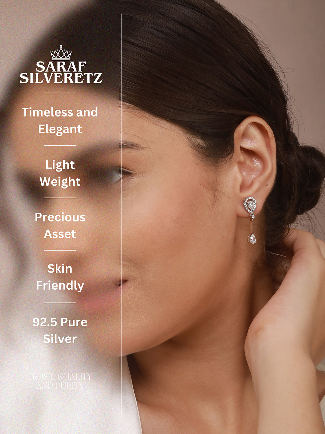 925 Sterling Silver Rhodium Plated Pear Drop Earrings