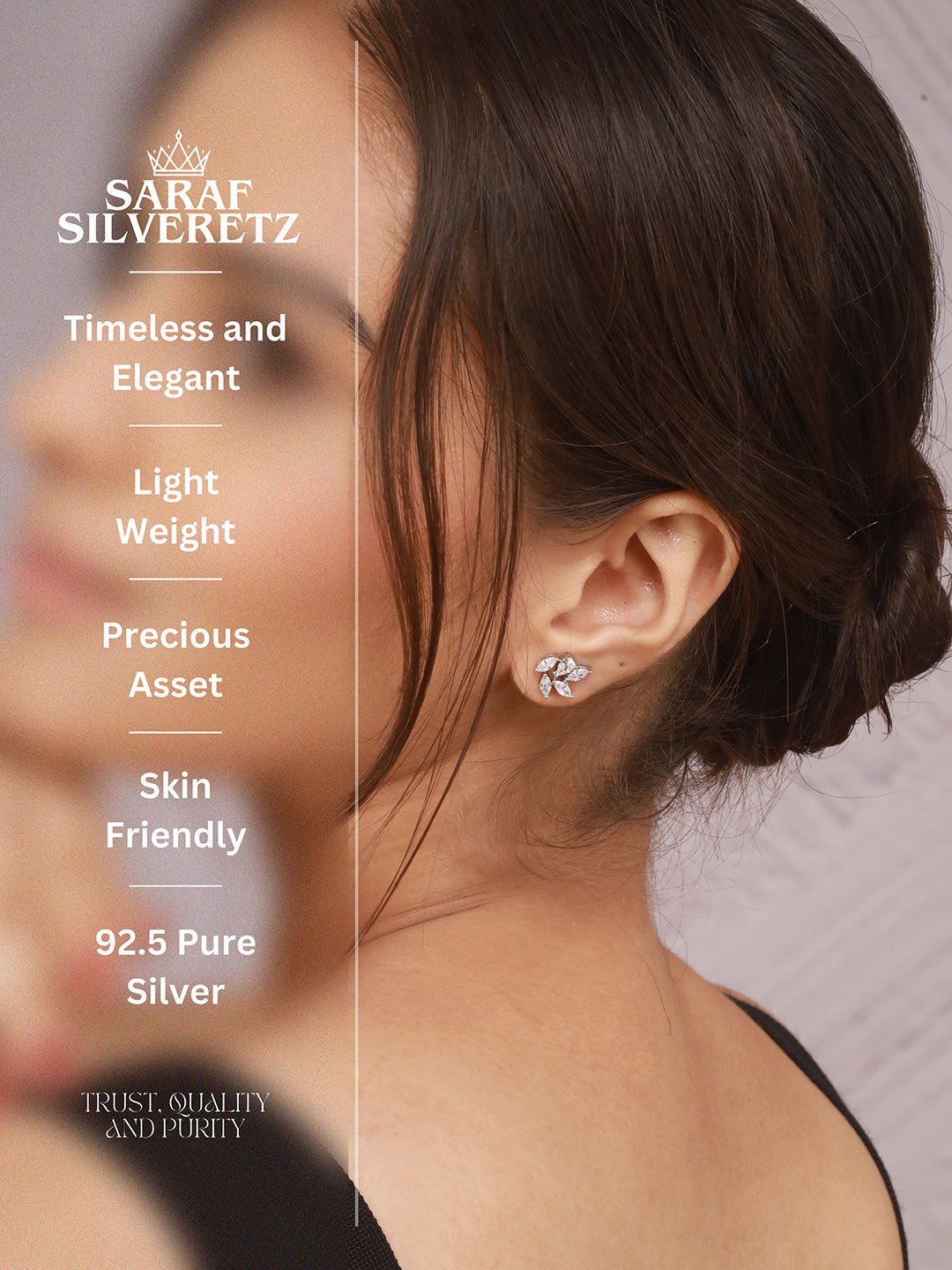 925 Sterling Silver Rhodium Plated Baguette Shaped CZ Square Floret Earrings