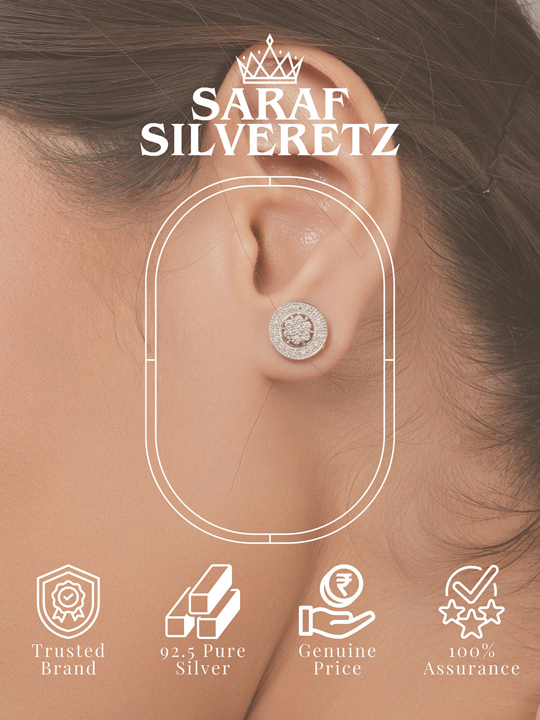 925 Sterling Silver AD Studded Studds Earrings