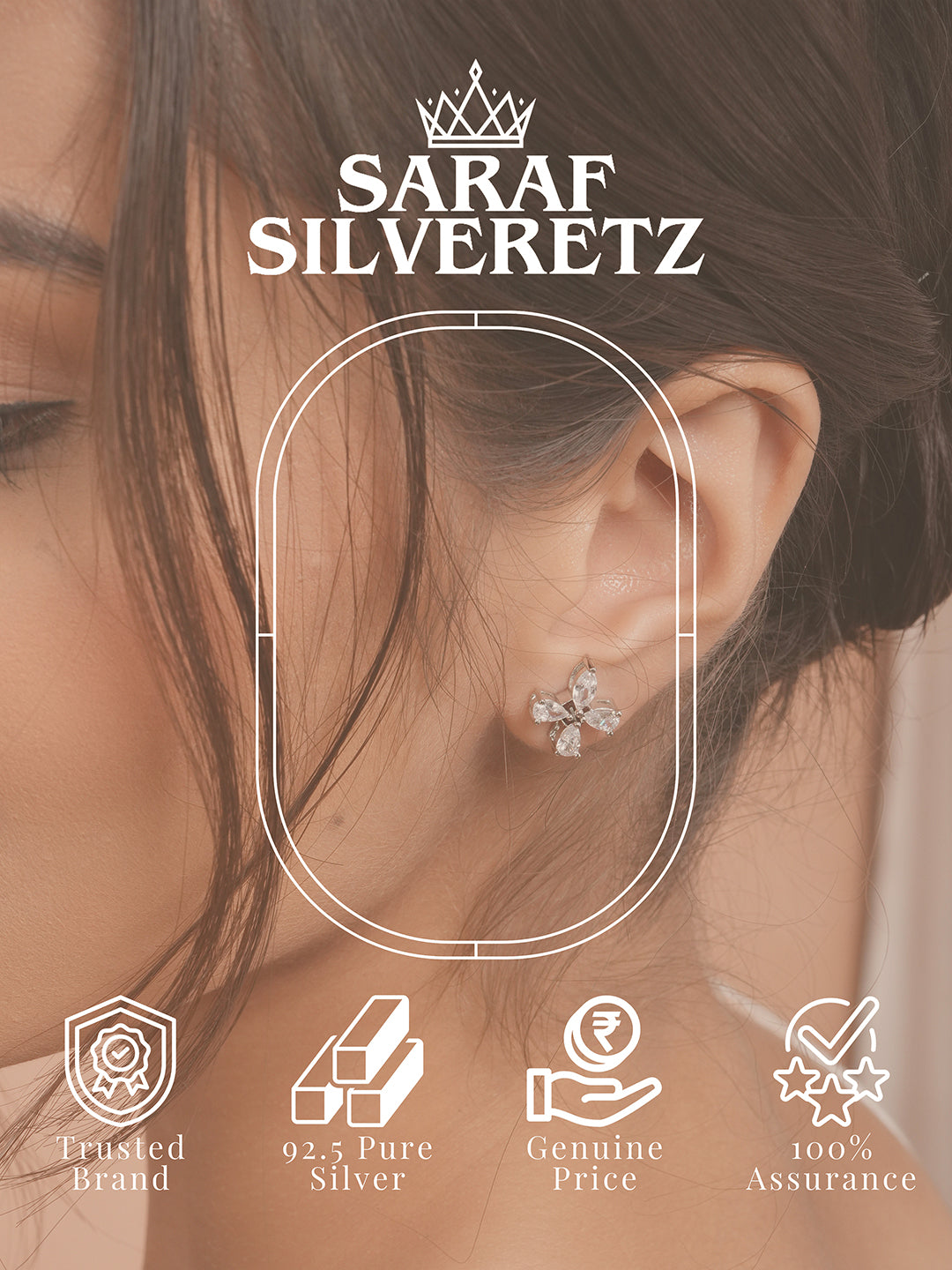 925 Sterling Silver Cubic Zirconia Floret Studds Earrings