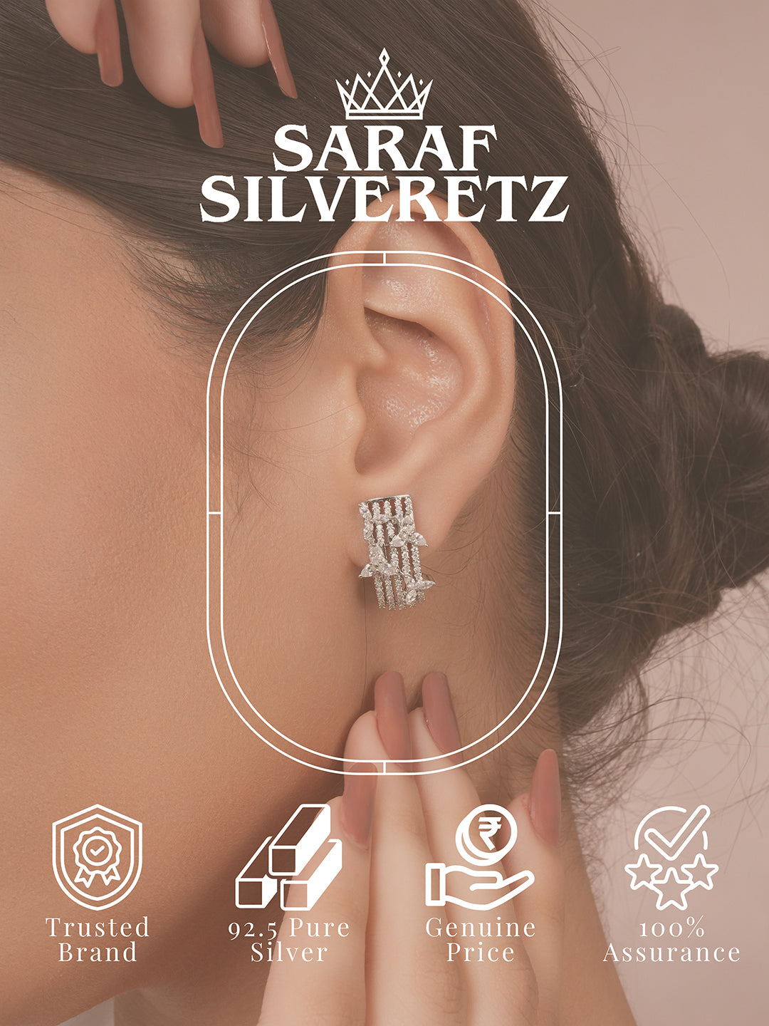 925 Sterling Silver CZ Floral Bali Studds Earrings