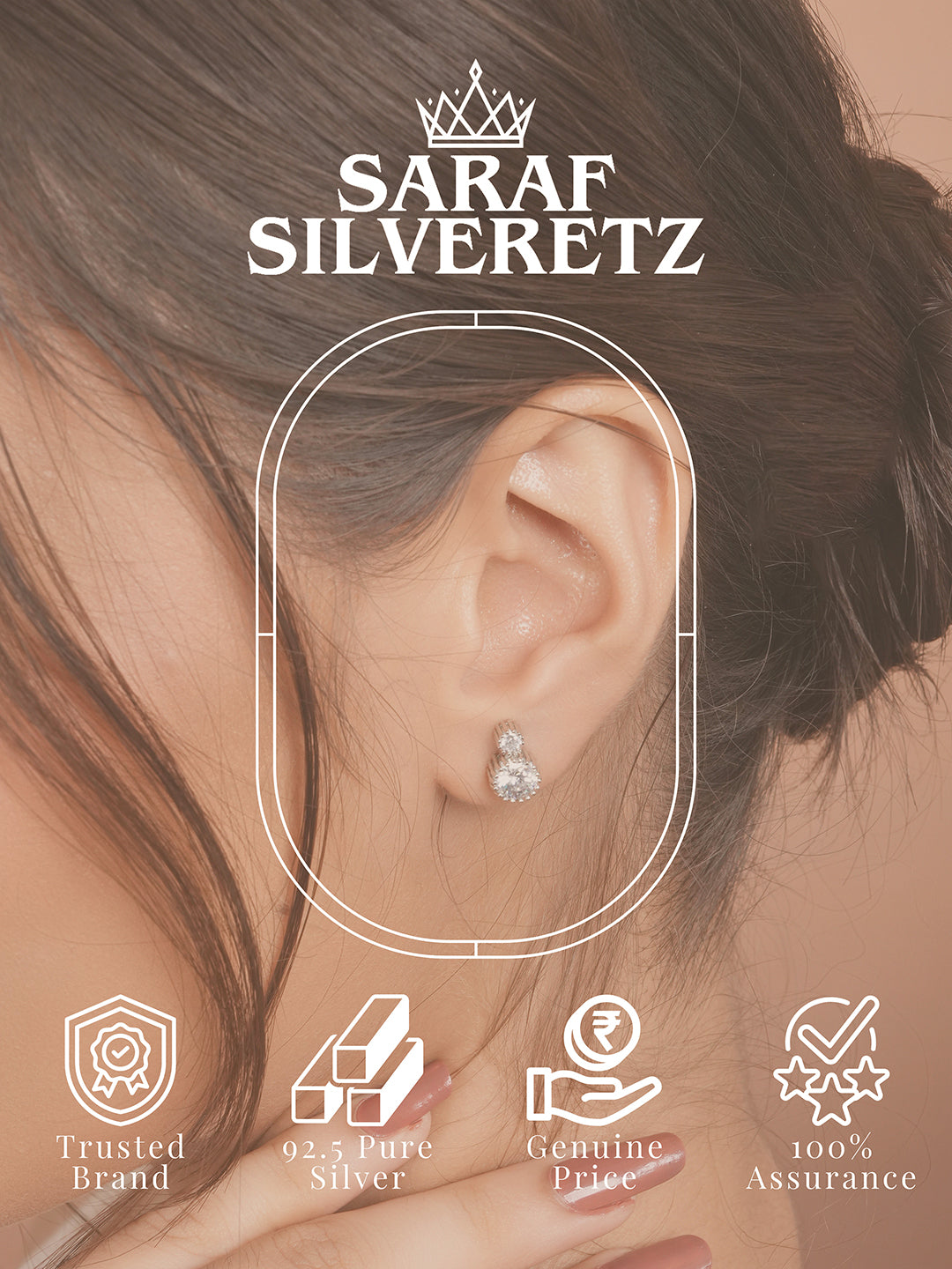 925 Sterling Silver Cubic Zirconia  Solitaire Studds Earrings