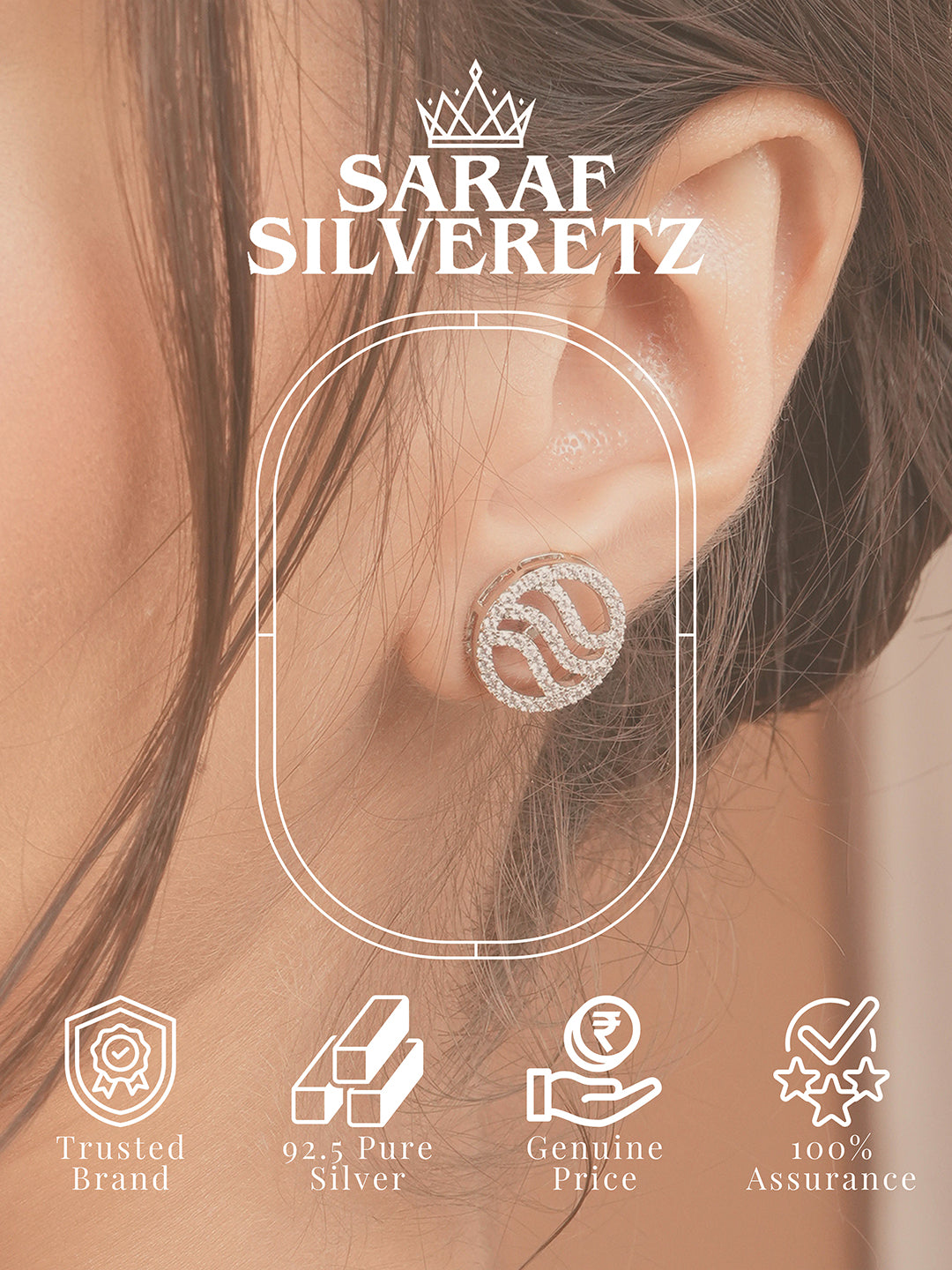 925 Sterling Silver Rhodium Plated Circular Studds Earrings