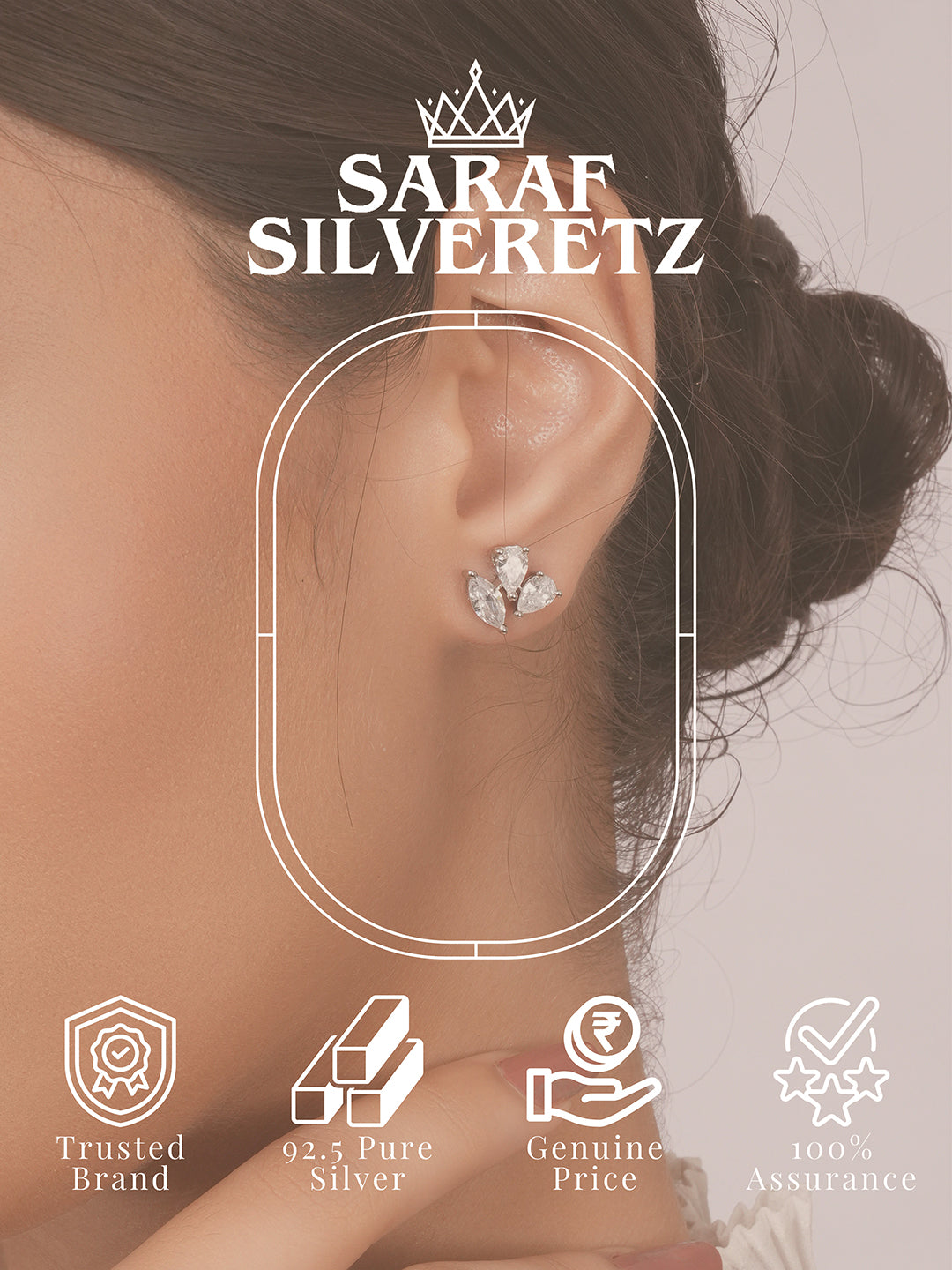 925 Sterling Silver Rhodium Plated Quirky Minimal Studds Earrings