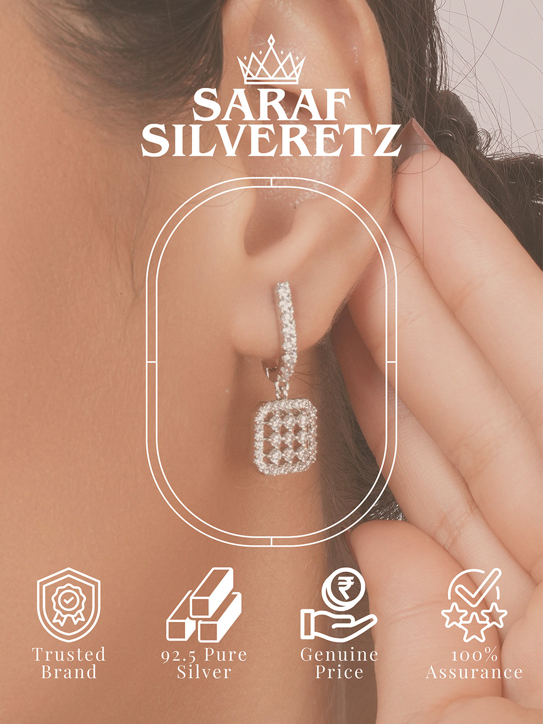 925 Sterling Silver Rhodium Plated Bar Pattern Drop Bali Hoop Earrings