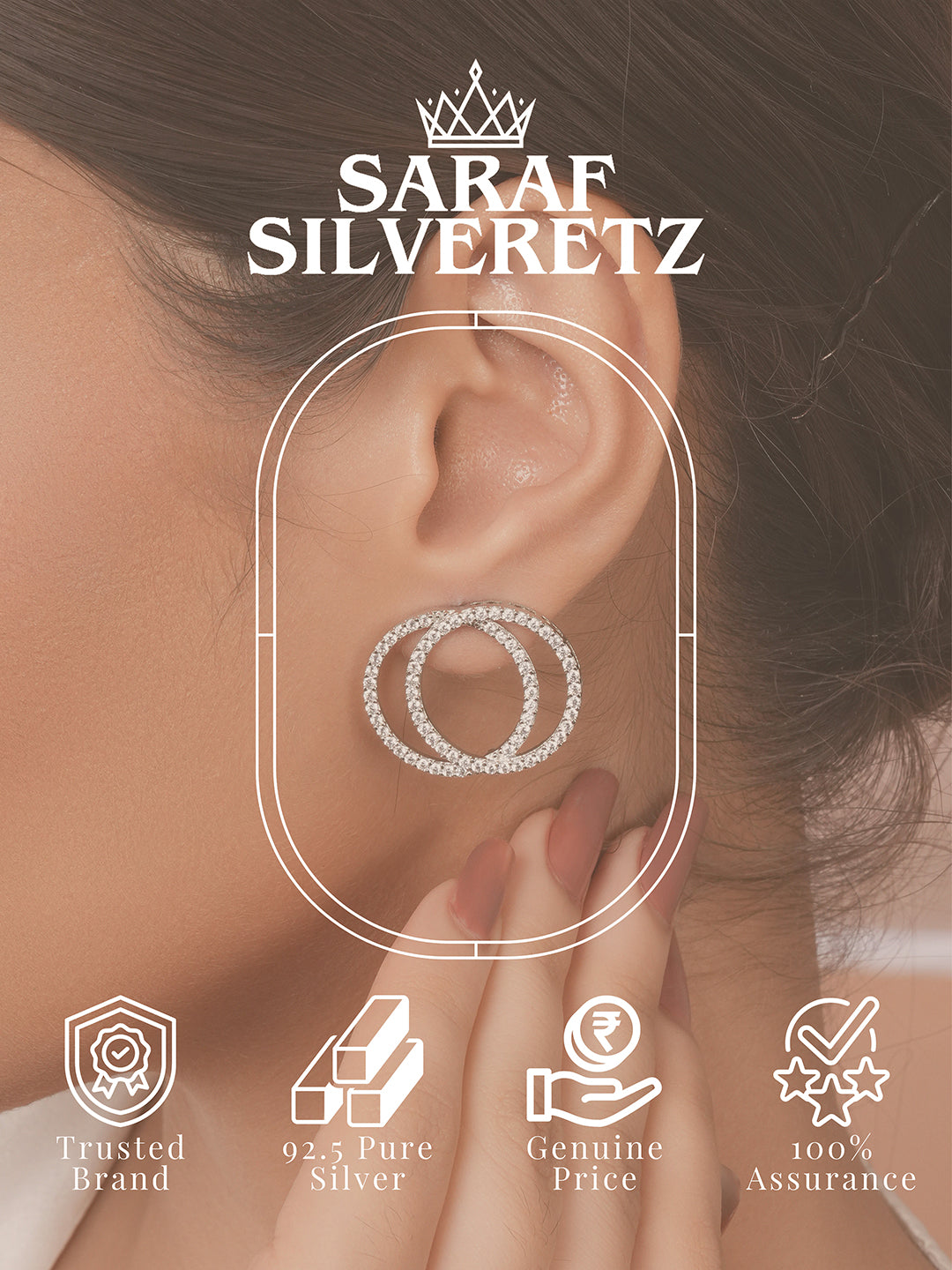 925 Sterling Silver Rhodium Plated Entwined Circles Stud Earrings