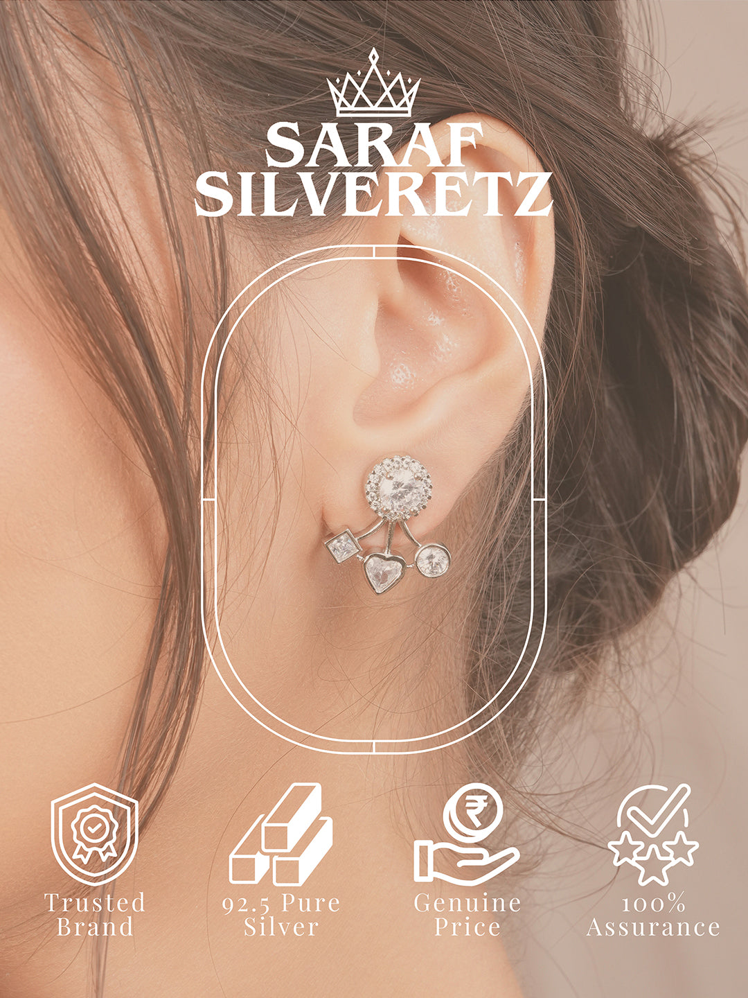 925 Sterling Silver Cubic Zirconia  Solitaire Drop Earrings