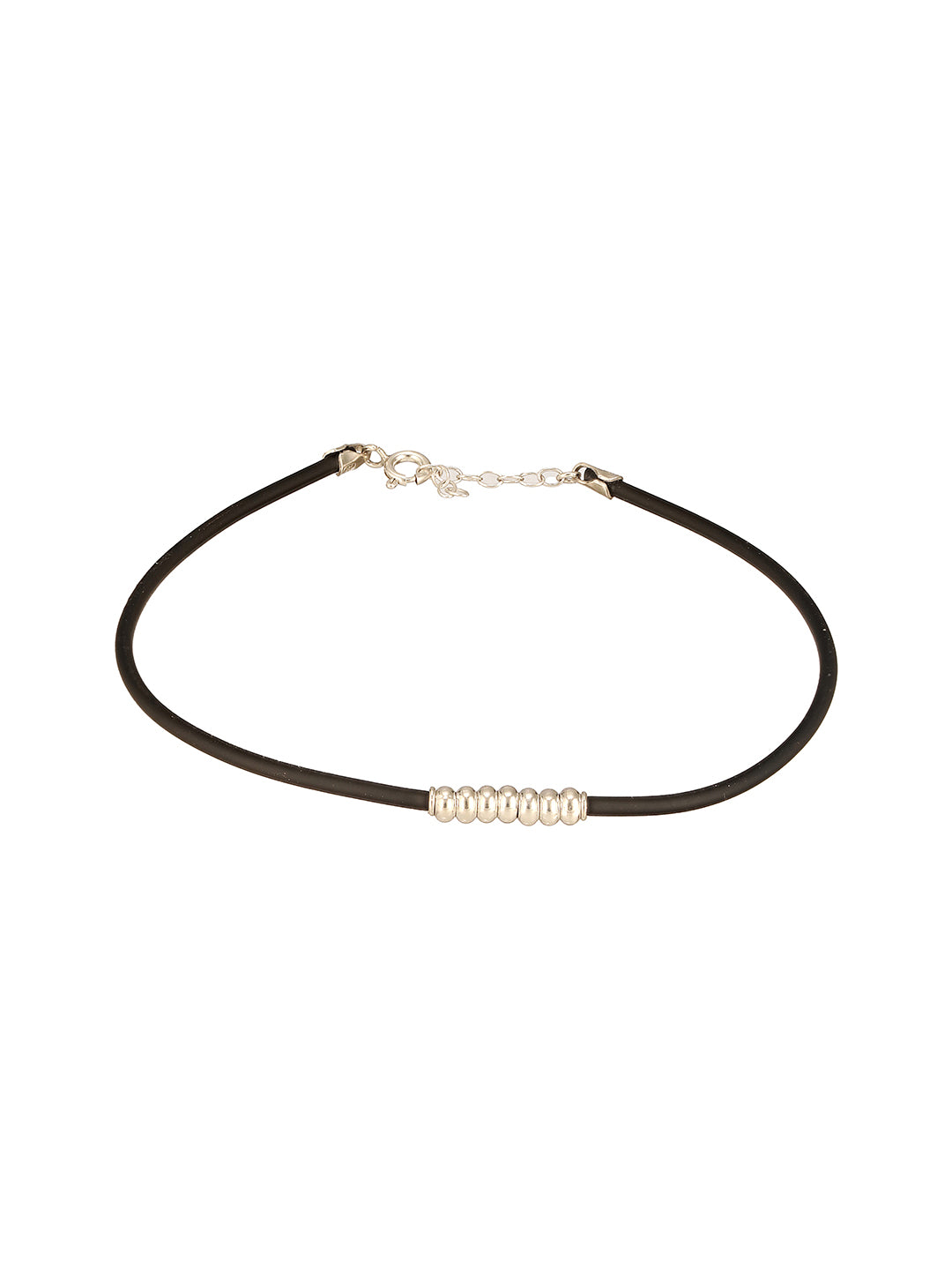 925 Sterling Silver Black Thread  With Silver Handcrafted Payal Anklet