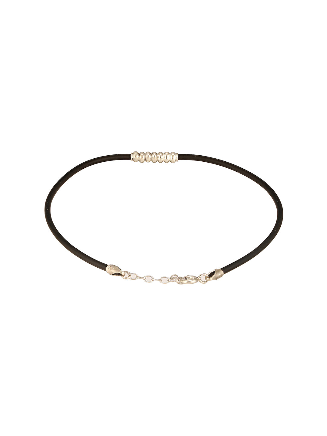 925 Sterling Silver Black Thread  With Silver Handcrafted Payal Anklet