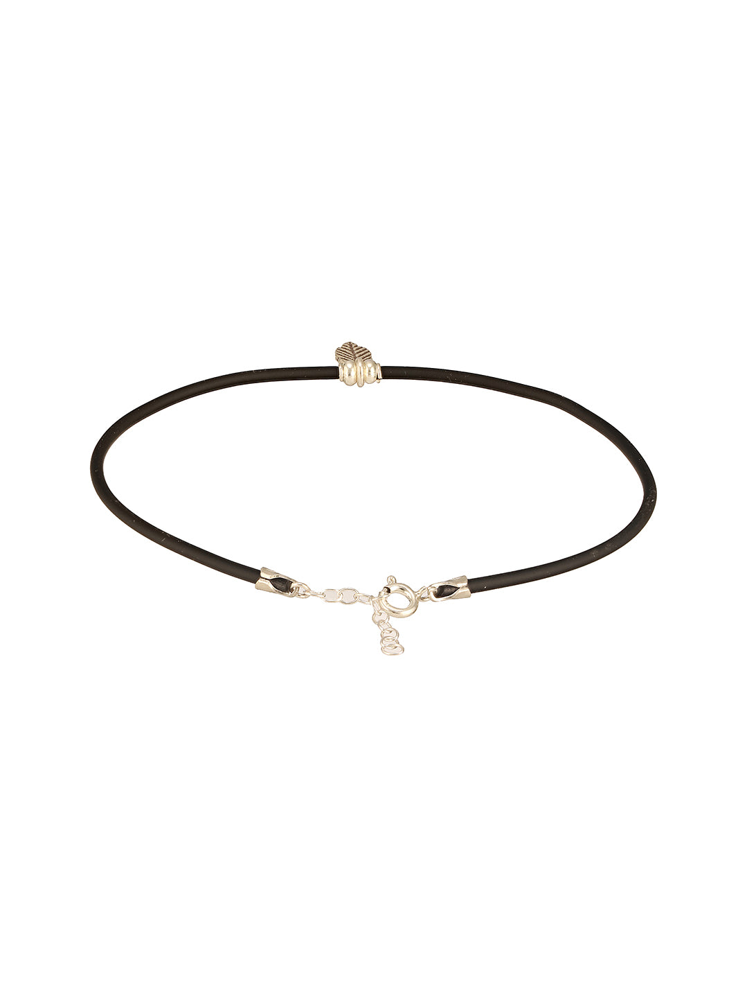 925 Sterling Silver Oxidised Black Thread With Leaf Charms Delicate Payal anklet