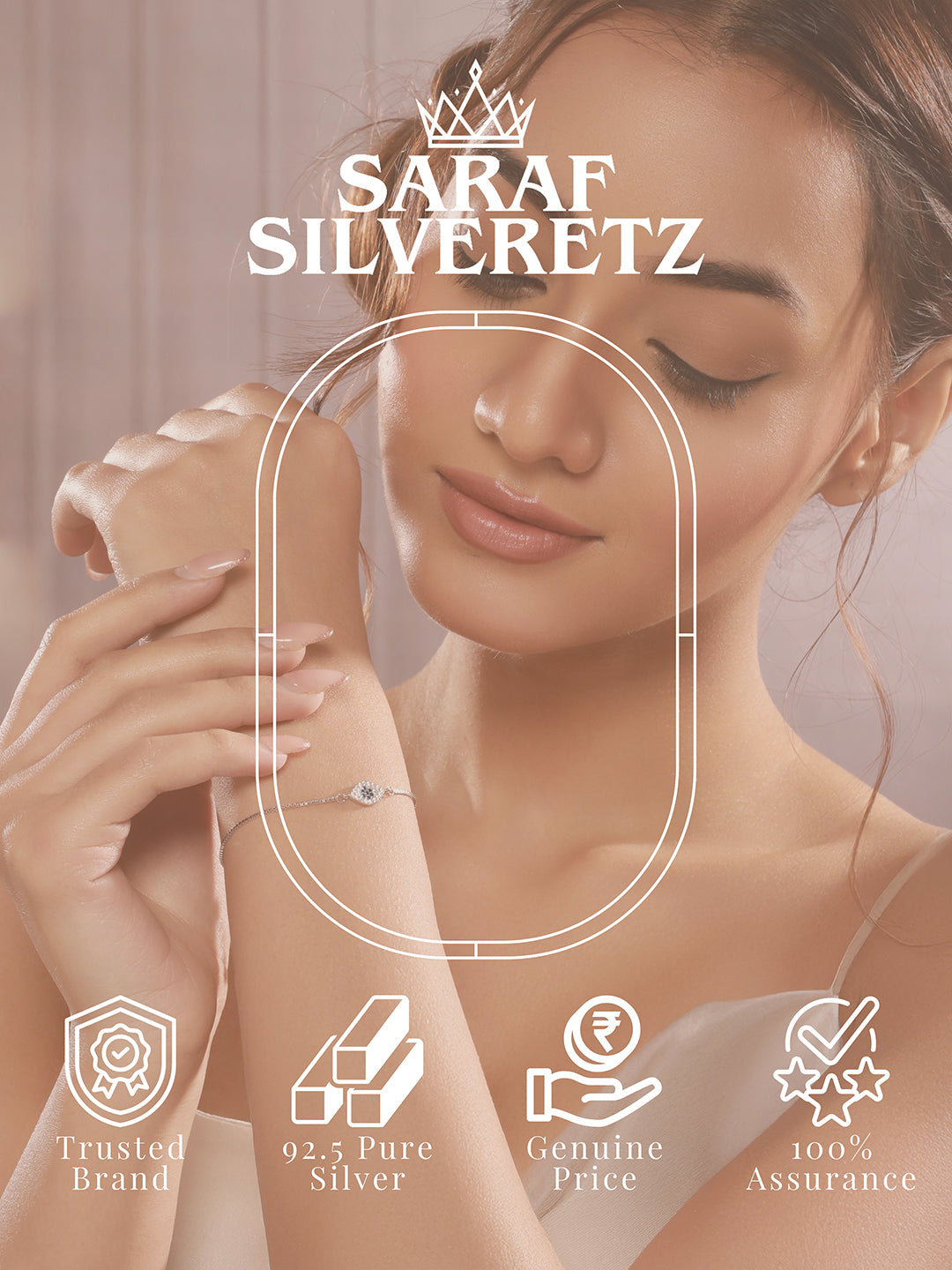 925 Sterling Silver Blue Zircon Studded Evil Eye Minimal Wraparound Adjustable Bracelet