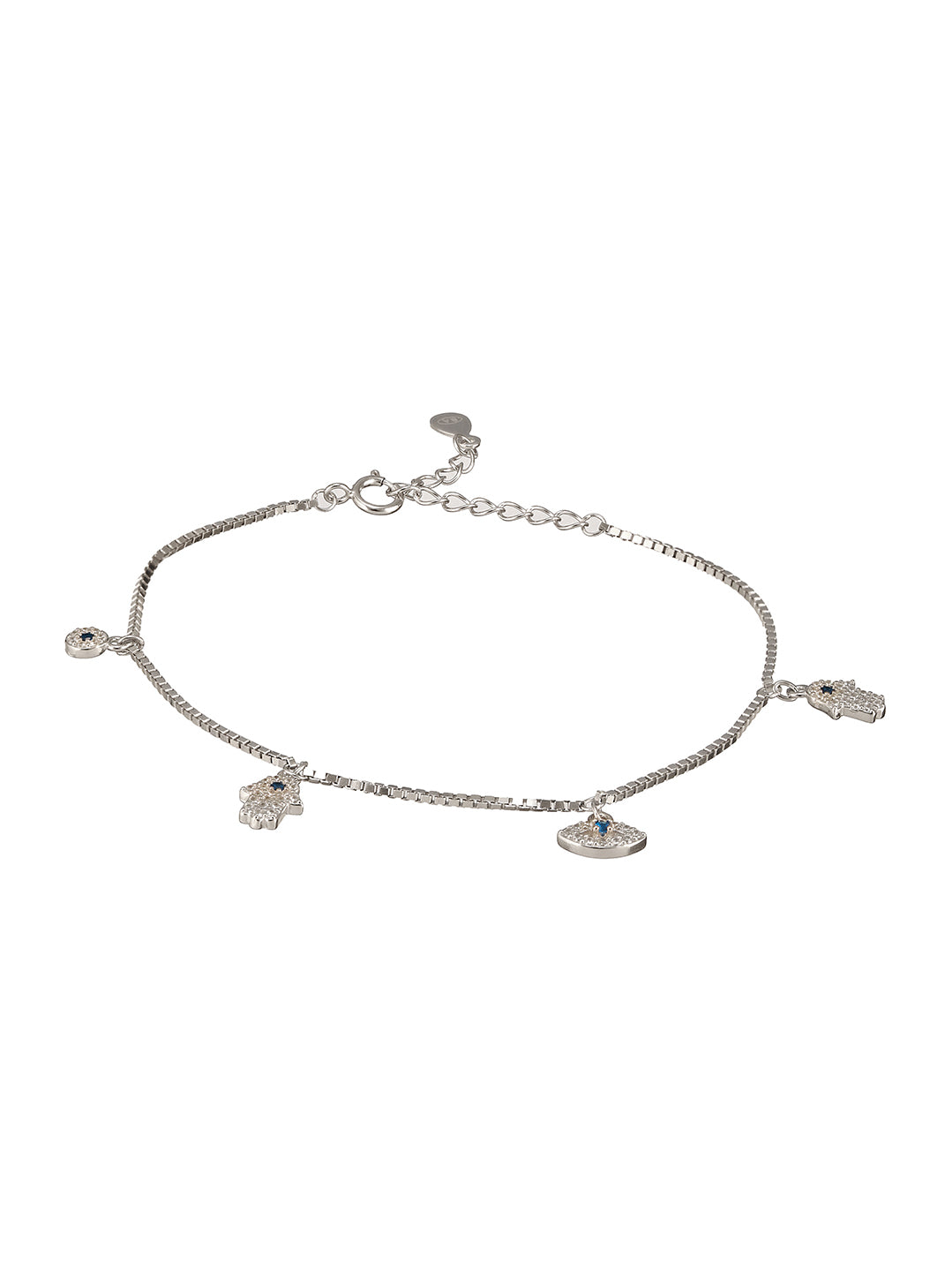 925 Sterling Silver Zircon Studded Evil Eye DailywearWraparound Adjustable Tennis Bracelet