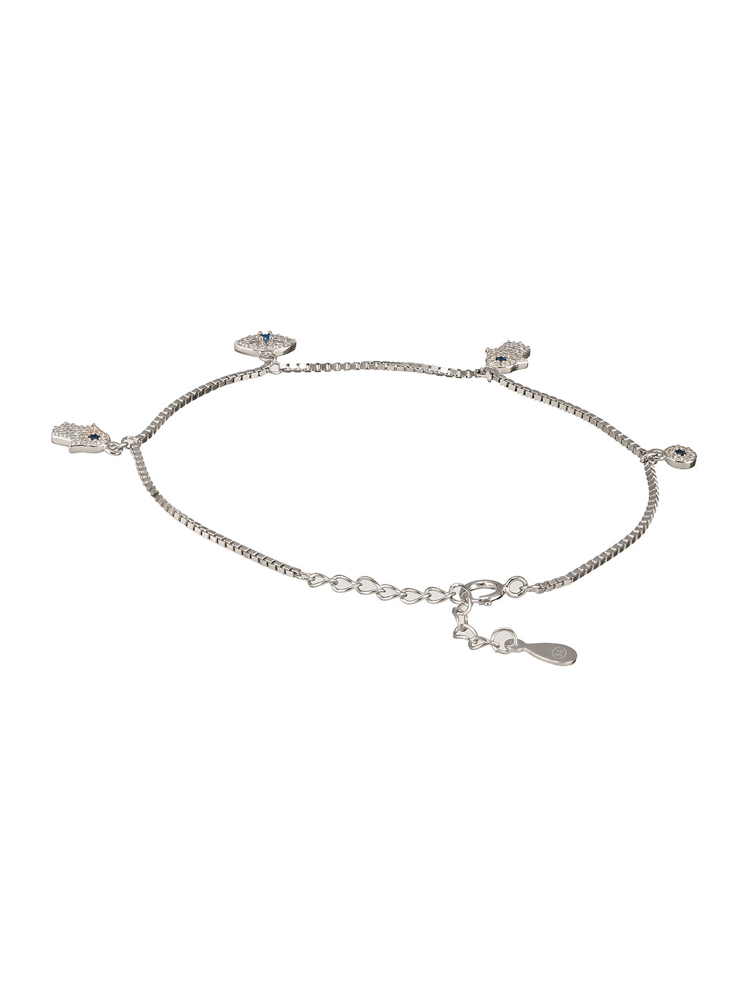 925 Sterling Silver Zircon Studded Evil Eye DailywearWraparound Adjustable Tennis Bracelet