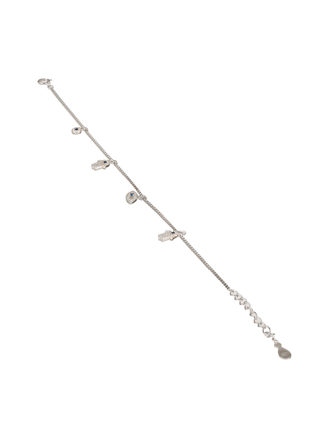 925 Sterling Silver Zircon Studded Evil Eye DailywearWraparound Adjustable Tennis Bracelet