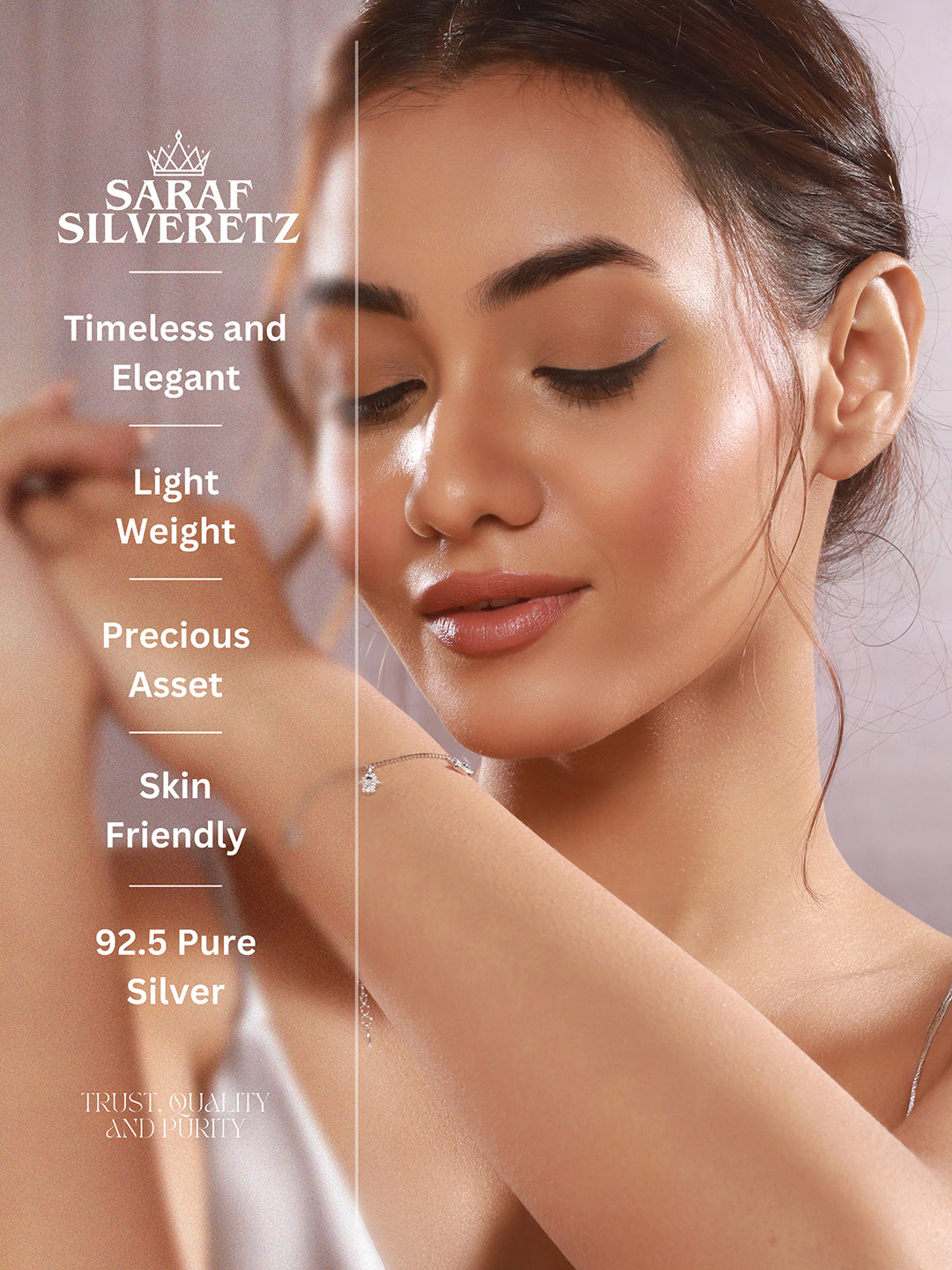 925 Sterling Silver Zircon Studded Evil Eye DailywearWraparound Adjustable Tennis Bracelet