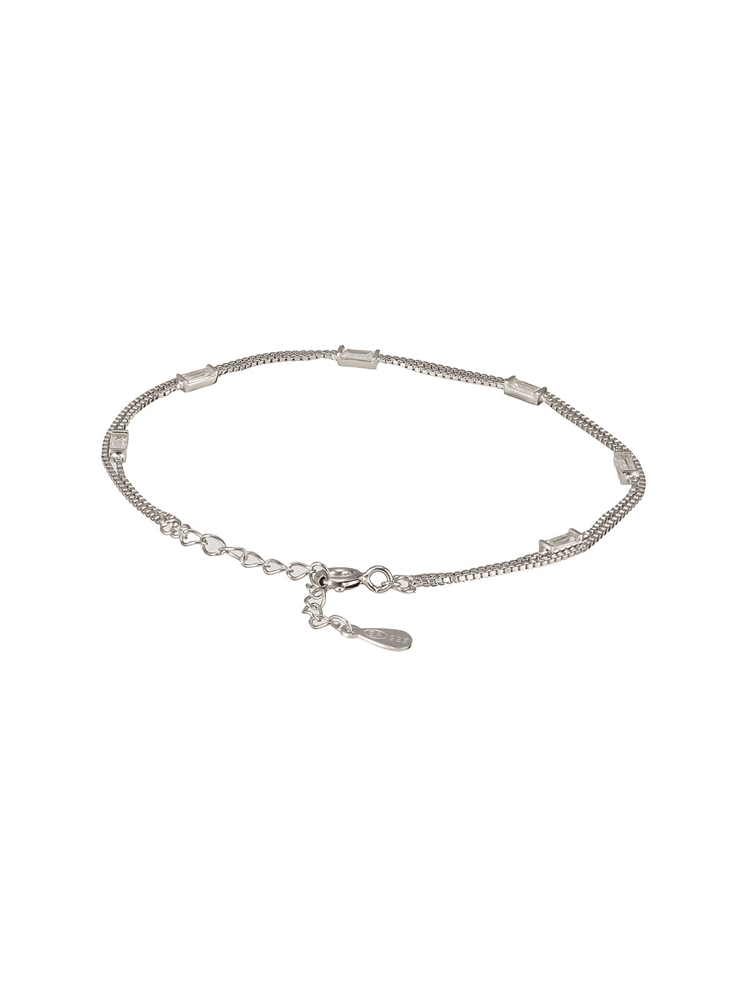 925 Sterling Silver Zircon Studded Baguette Multi Layered Wraparound Minimal Earrings