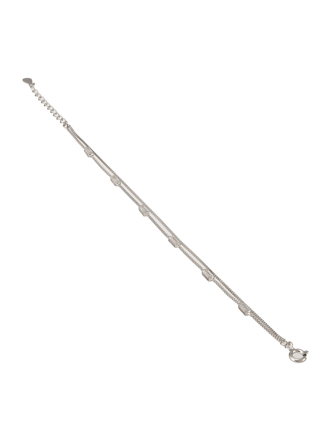 925 Sterling Silver Zircon Studded Baguette Multi Layered Wraparound Minimal Earrings