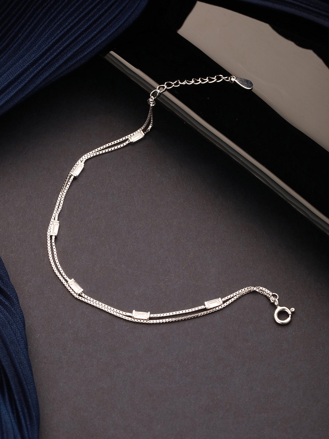 925 Sterling Silver Zircon Studded Baguette Multi Layered Wraparound Minimal Earrings