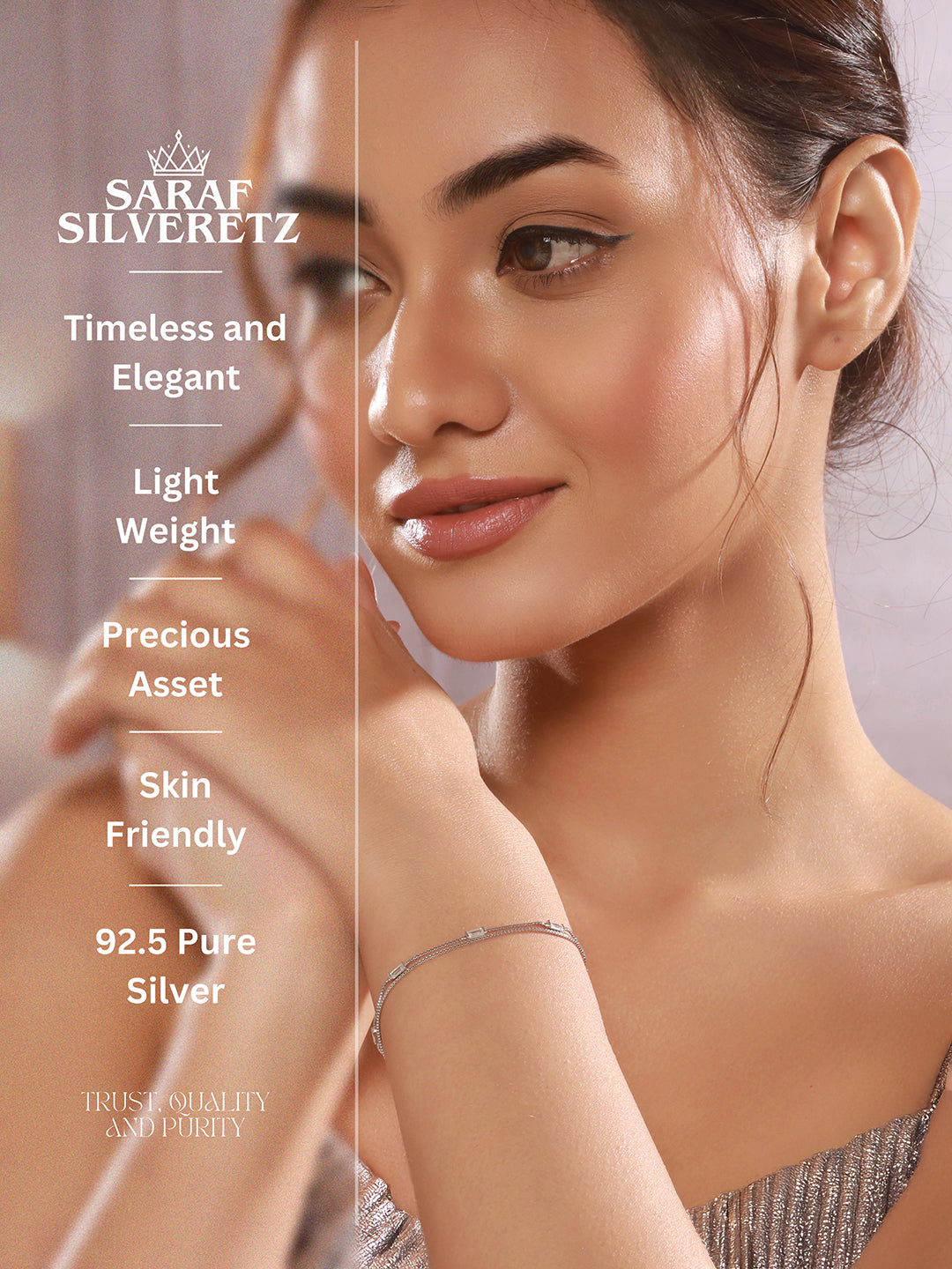 925 Sterling Silver Zircon Studded Baguette Multi Layered Wraparound Minimal Earrings