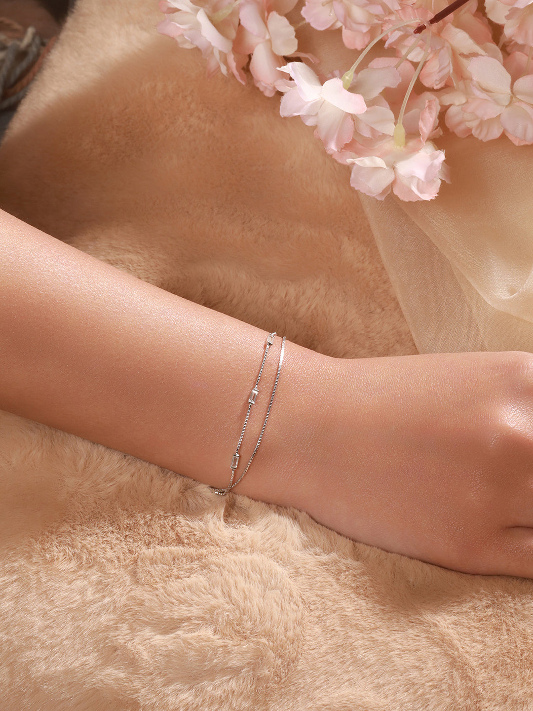 925 Sterling Silver Zircon Studded Baguette Multi Layered Wraparound Minimal Earrings