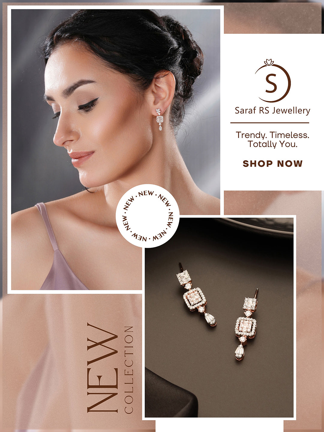 Rose Gold Plated Zircon Studded Classic Minimal Designer Drop Earrings