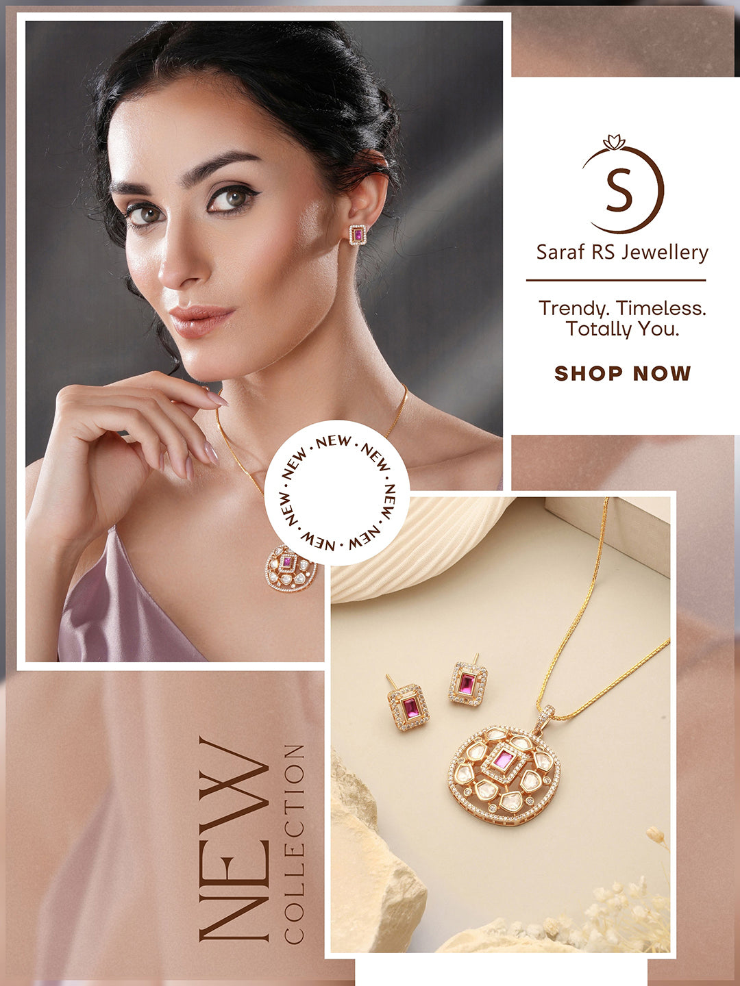 Gold Plated Ruby Red Kundan Studded Designer Locket Pendant Jewellery Set